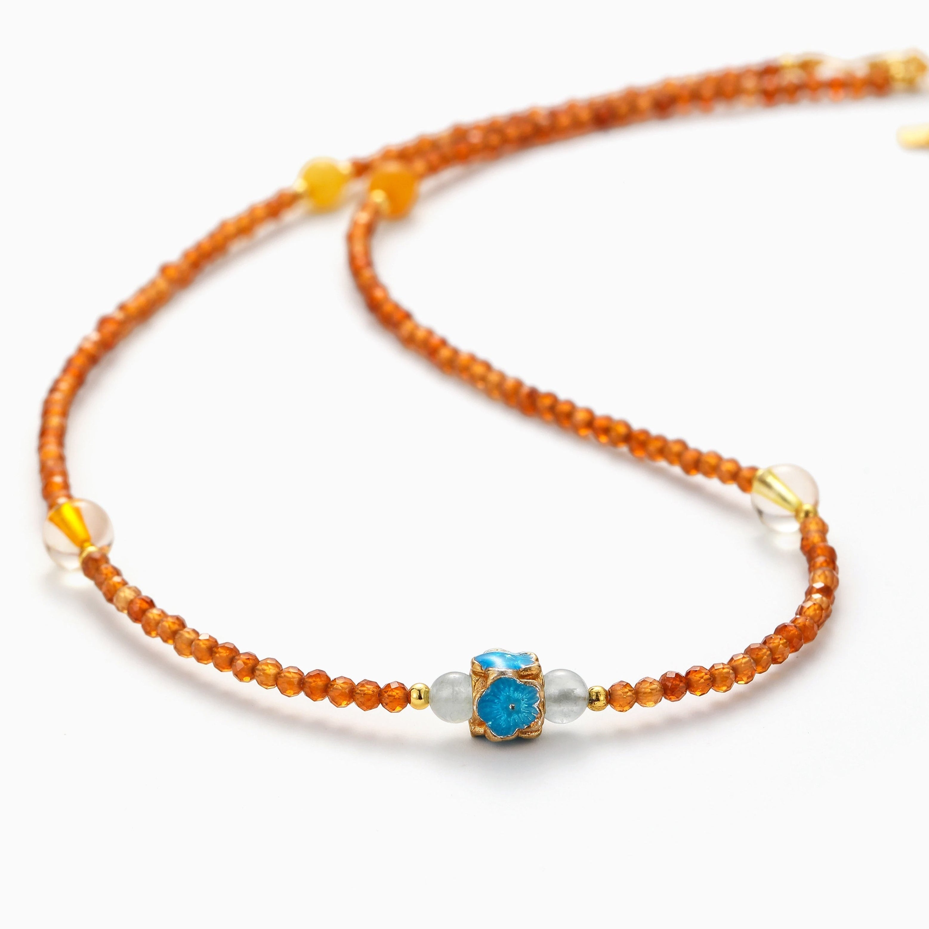 GARNET WITH ENAMEL FOCAL POINT FIRST LAYER NECKLACE
