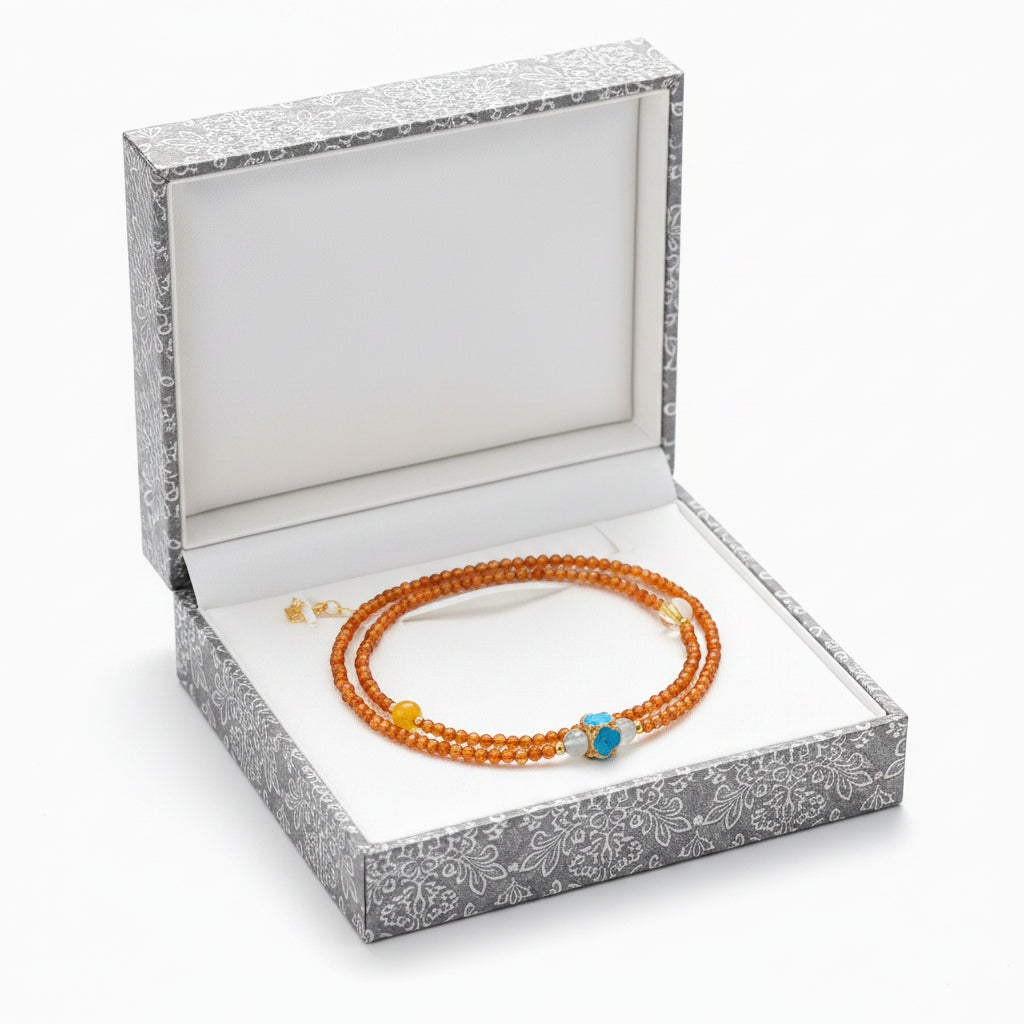 GARNET WITH ENAMEL FOCAL POINT FIRST LAYER NECKLACE