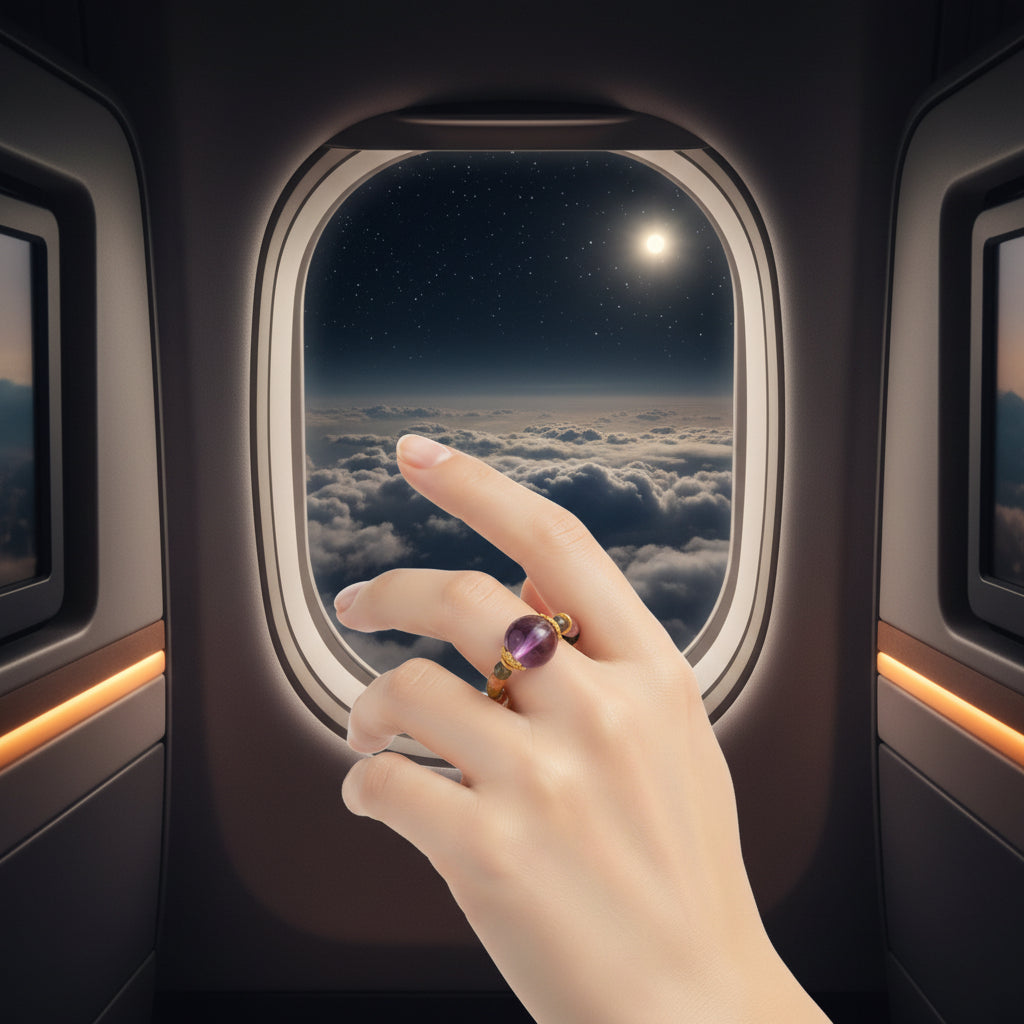 TOURMALINE STRETCH RING AMETHYST ACCENT