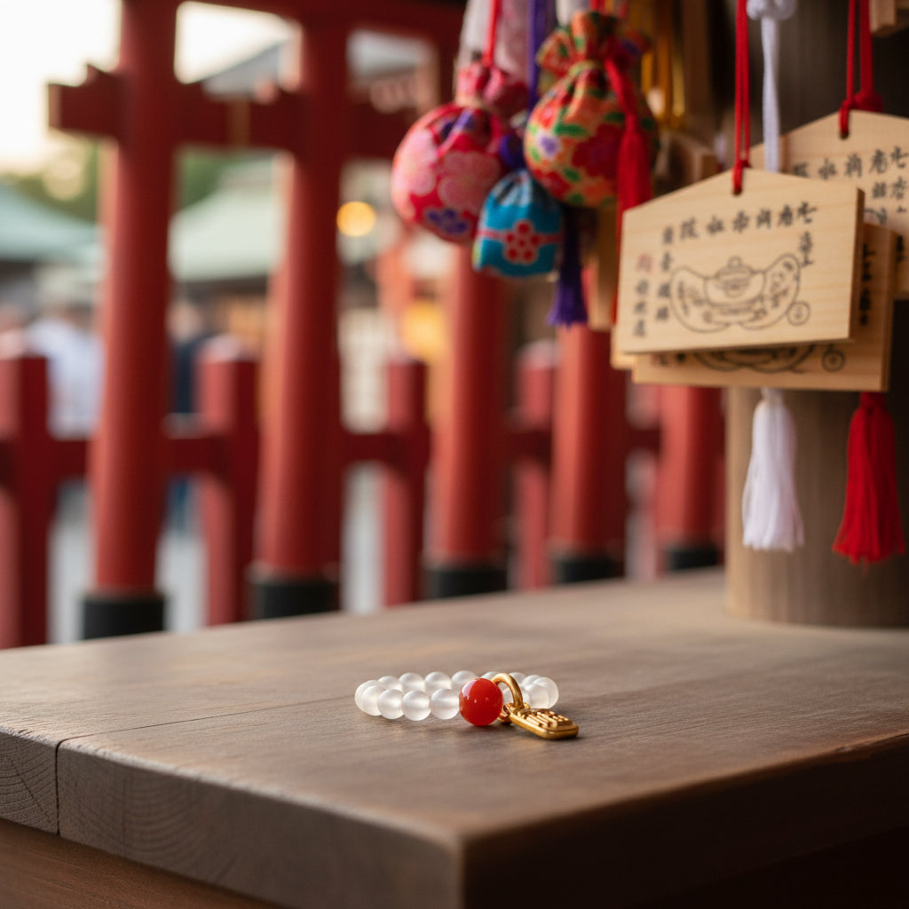 WHITE AGATE STRETCH RING WITH GOLD PLATED FORTUNE CHARM