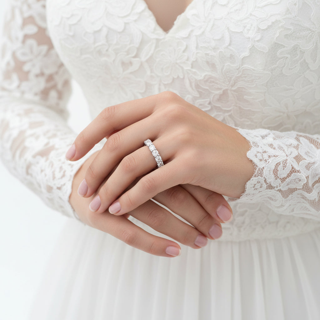BRILLIANCE FROM EVERY ANGLE THE HYPNOTIZING MOISSANITE ETERNITY RING
