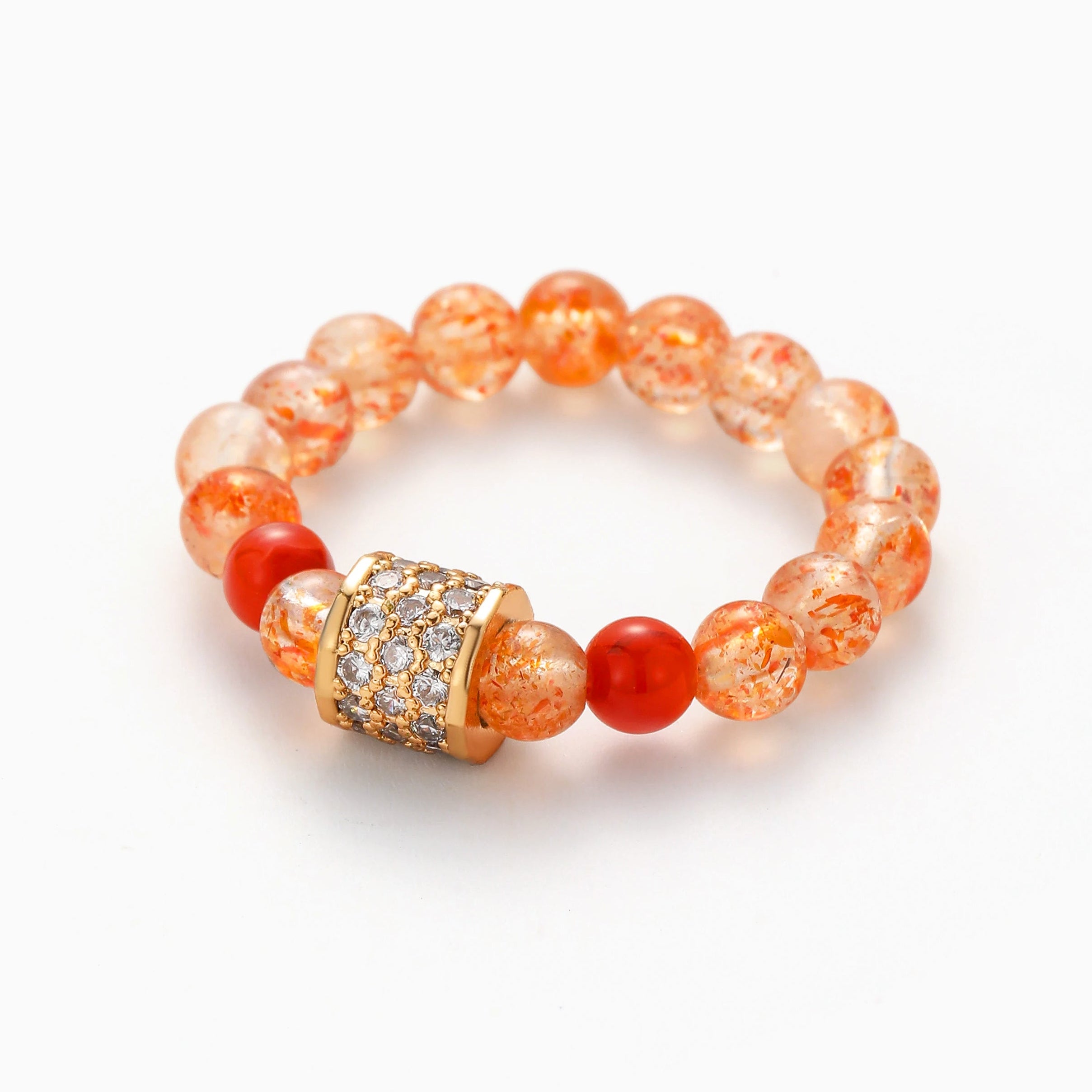 SUNSTONE STRETCH RING CZ ACCENT BEAD