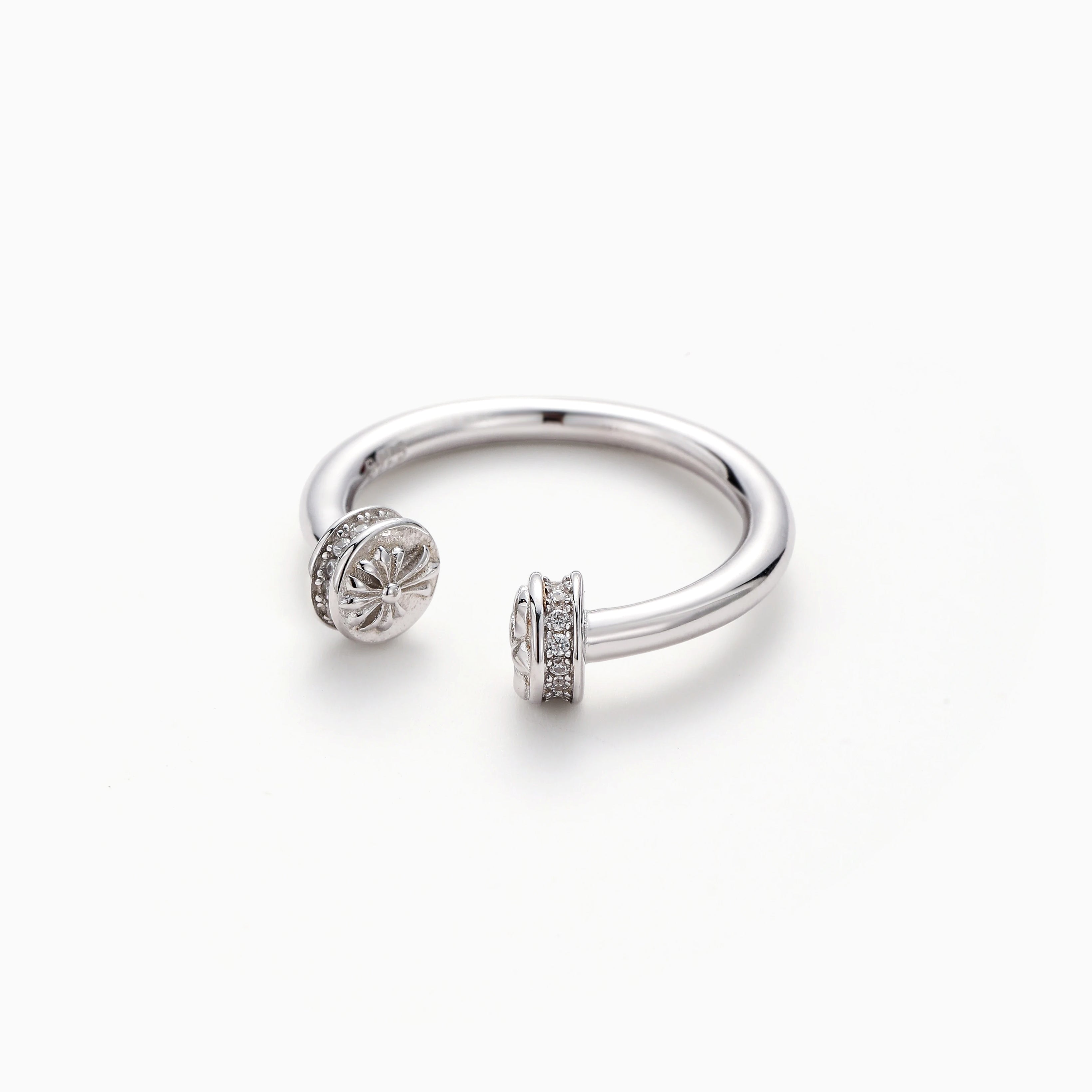 HIGH POLISH NAIL HEAD OPEN RING STERLING SILVER