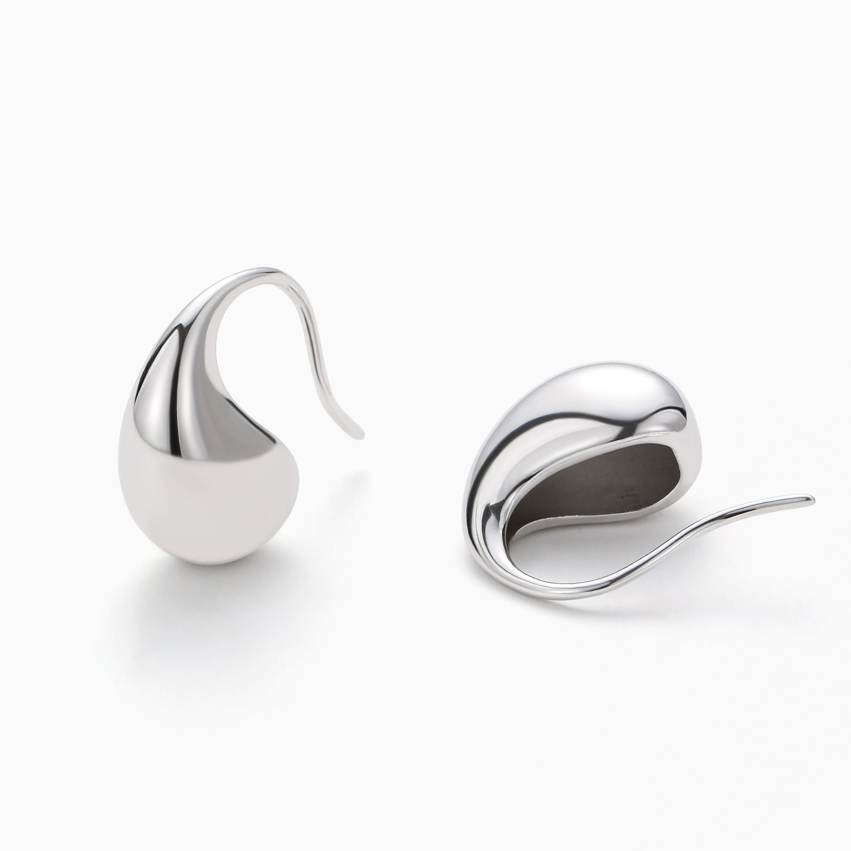 MIRROR SURFACE STERLING SILVER DIMENSIONAL TEARDROP EARRINGS