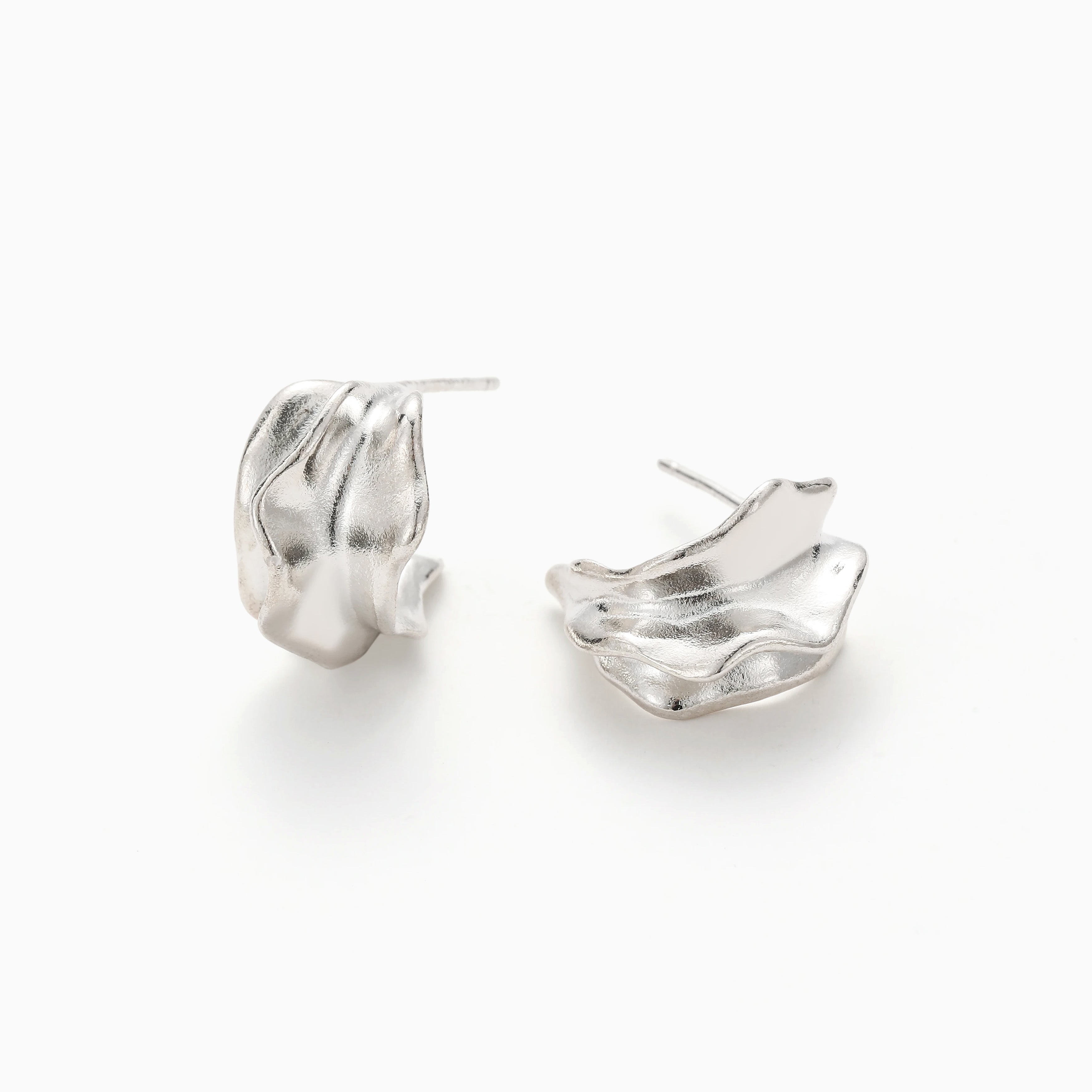 THE WAVE ORGANIC TEXTURED STERLING SILVER EARRINGS