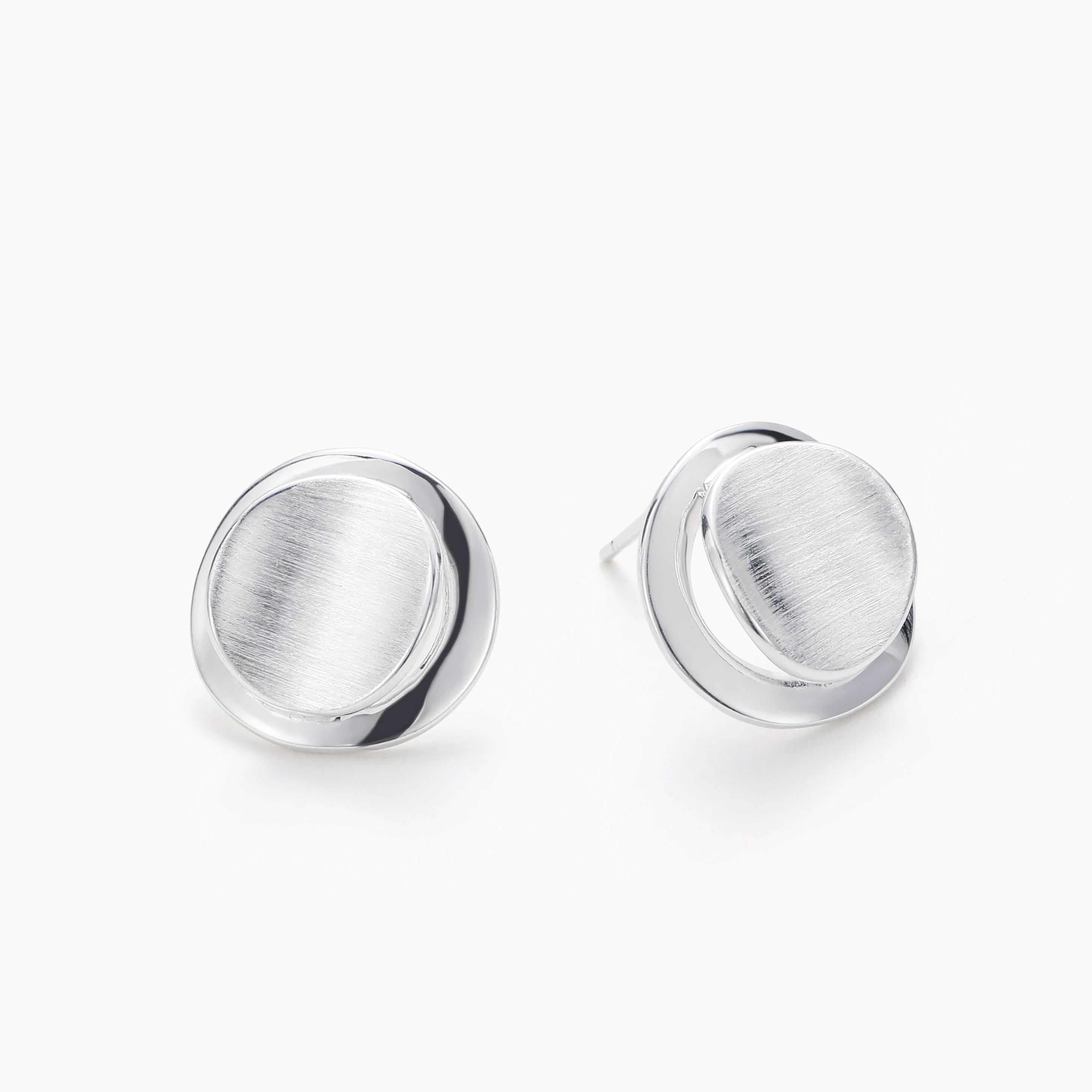 SILVER HALO LIFTED CENTER STUD EARRINGS S925