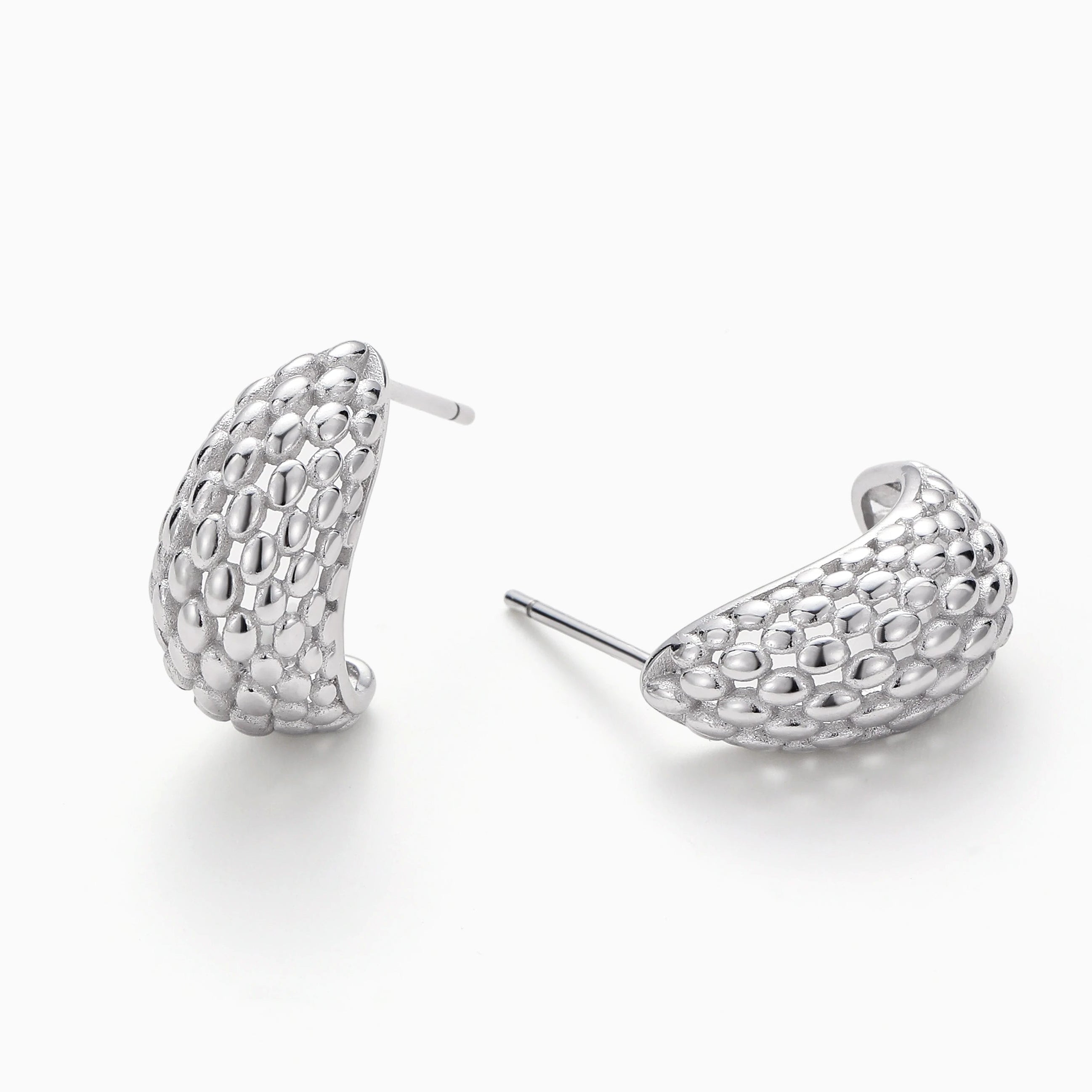 STONECARVE STUDS BEADED STERLING SILVER