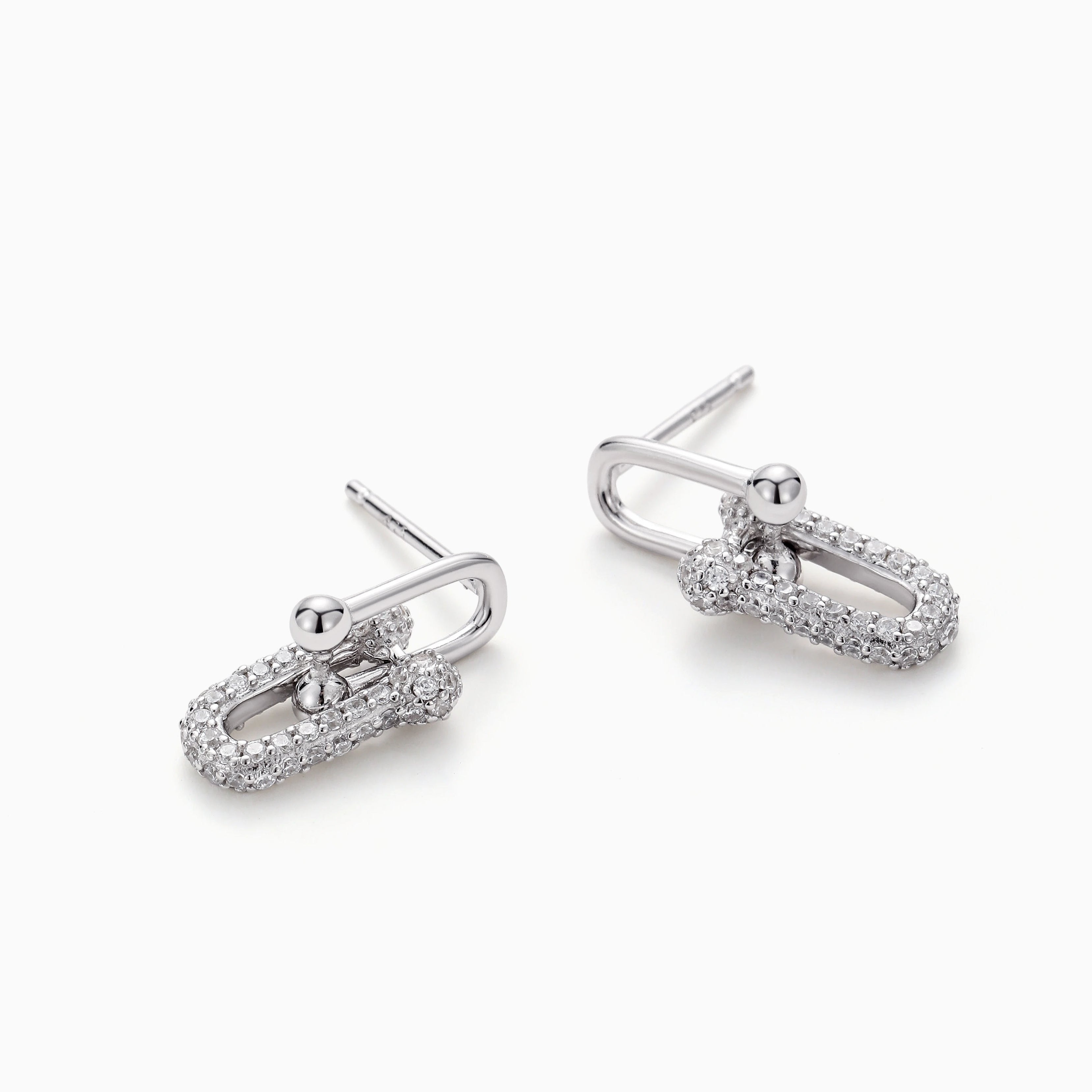 PAVÉ CUBIC ZIRCONIA PAPERCLIP DROP EARRINGS