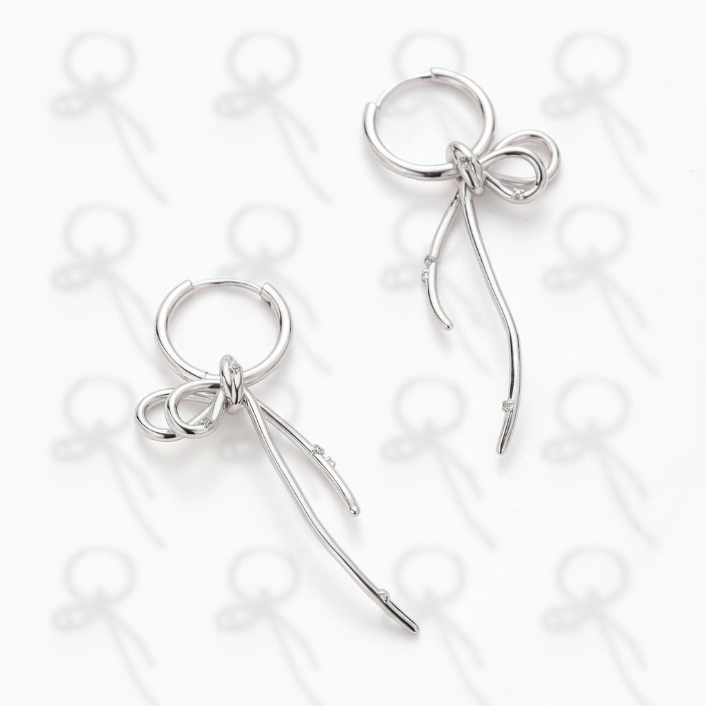 BOW KNOT STERLING SILVER EARRINGS UNUSUAL DESIGN UNCOMMON BEAUTY