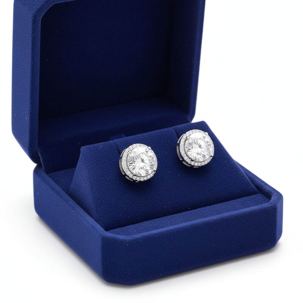 TWO CARAT BRILLIANT CUT MOISSANITE SOLITAIRE EARRINGS