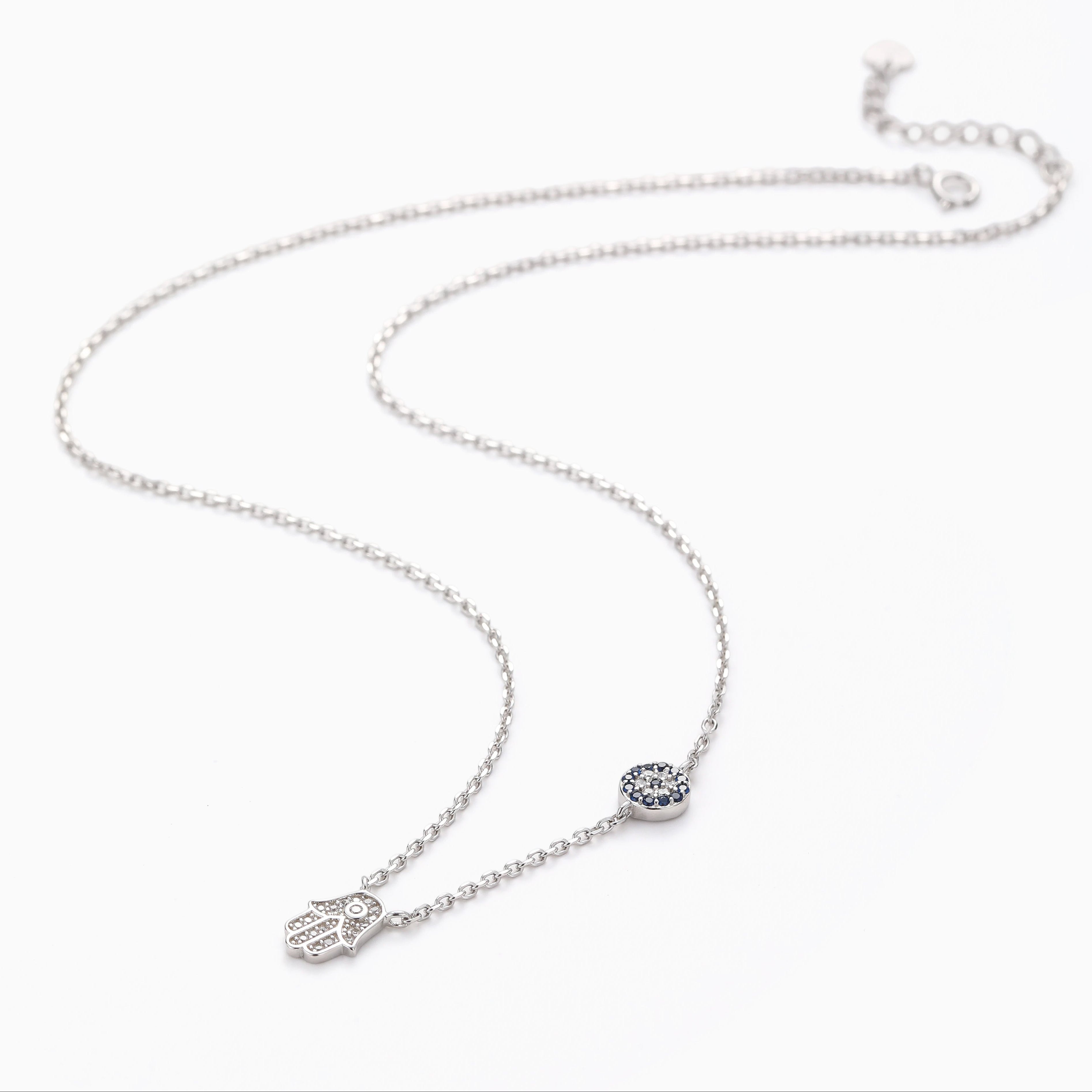 DUAL PROTECTION HAMSA AND EVIL EYE NECKLACE