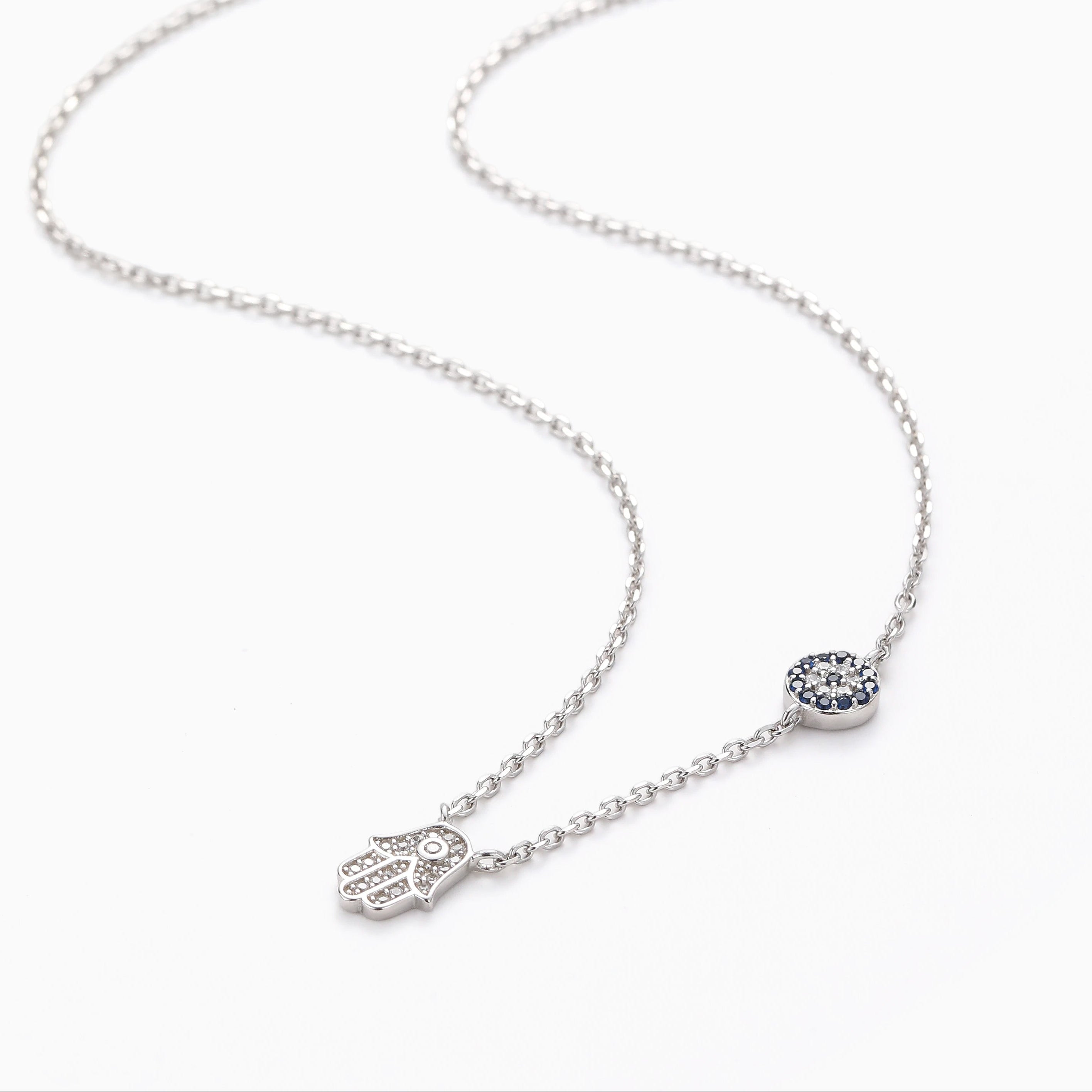DUAL PROTECTION HAMSA AND EVIL EYE NECKLACE