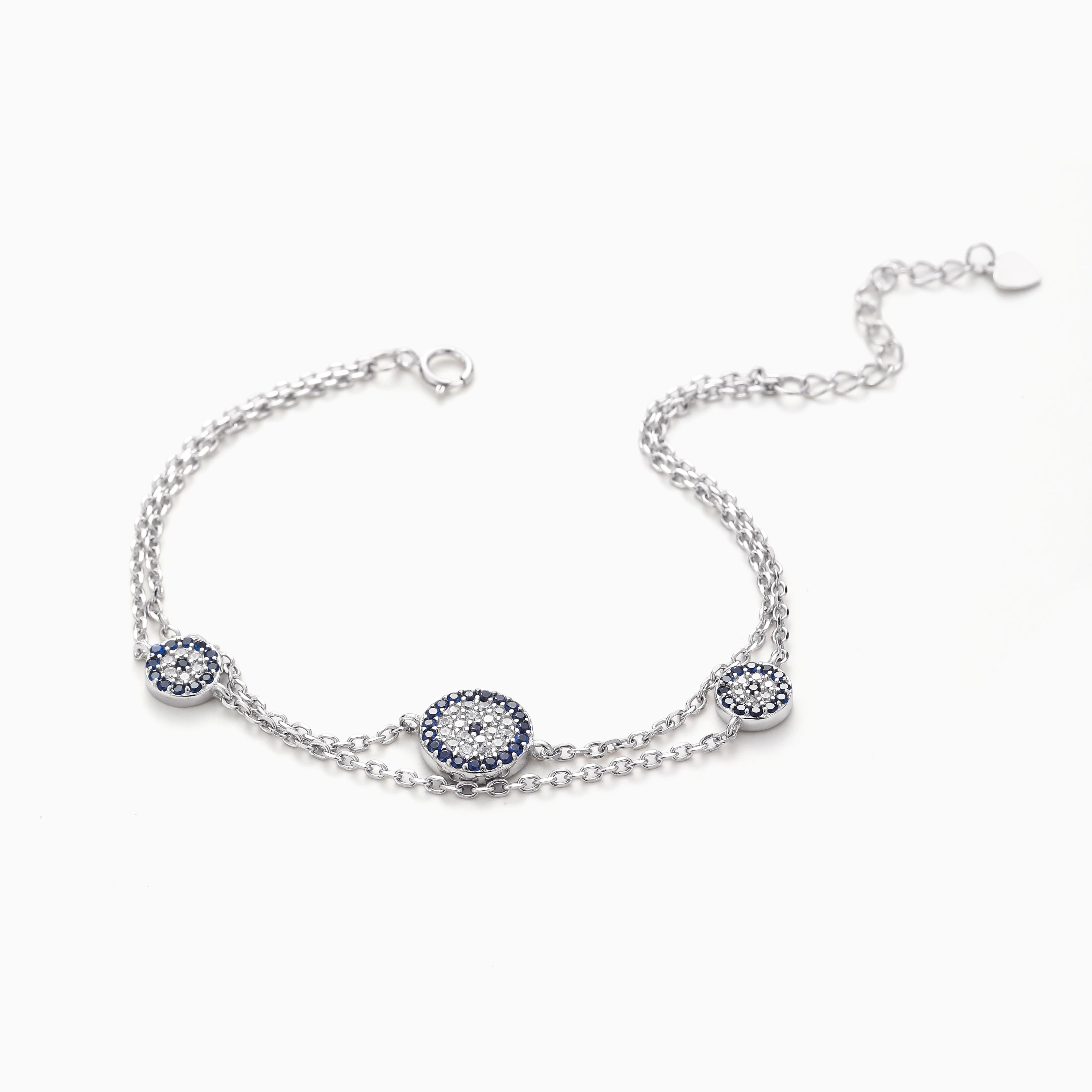 DOUBLE CHAIN MONTANA BLUE EVIL EYE BRACELET