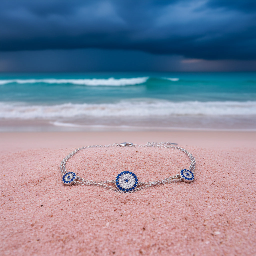 DOUBLE CHAIN MONTANA BLUE EVIL EYE BRACELET