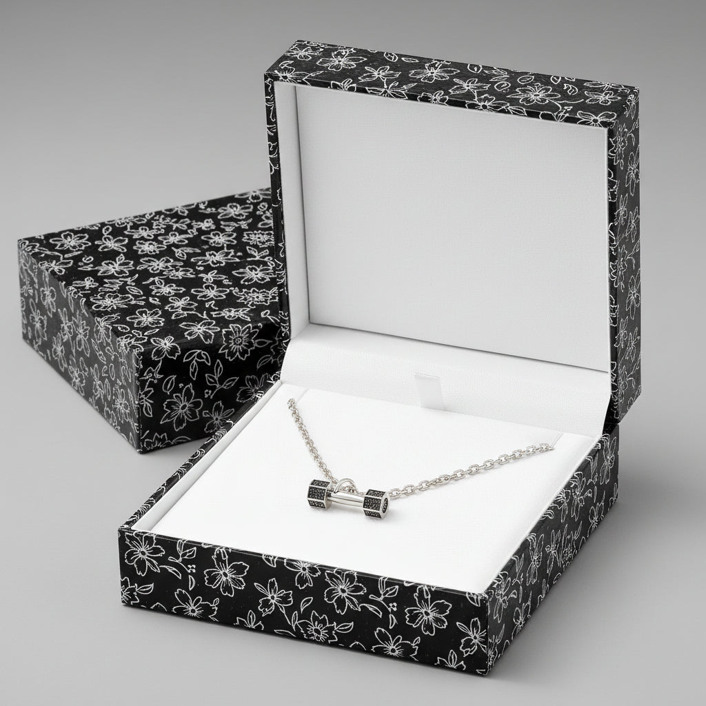 SOPHISTICATED TOUGHNESS S925 SILVER DUMBBELL PENDANT NECKLACE