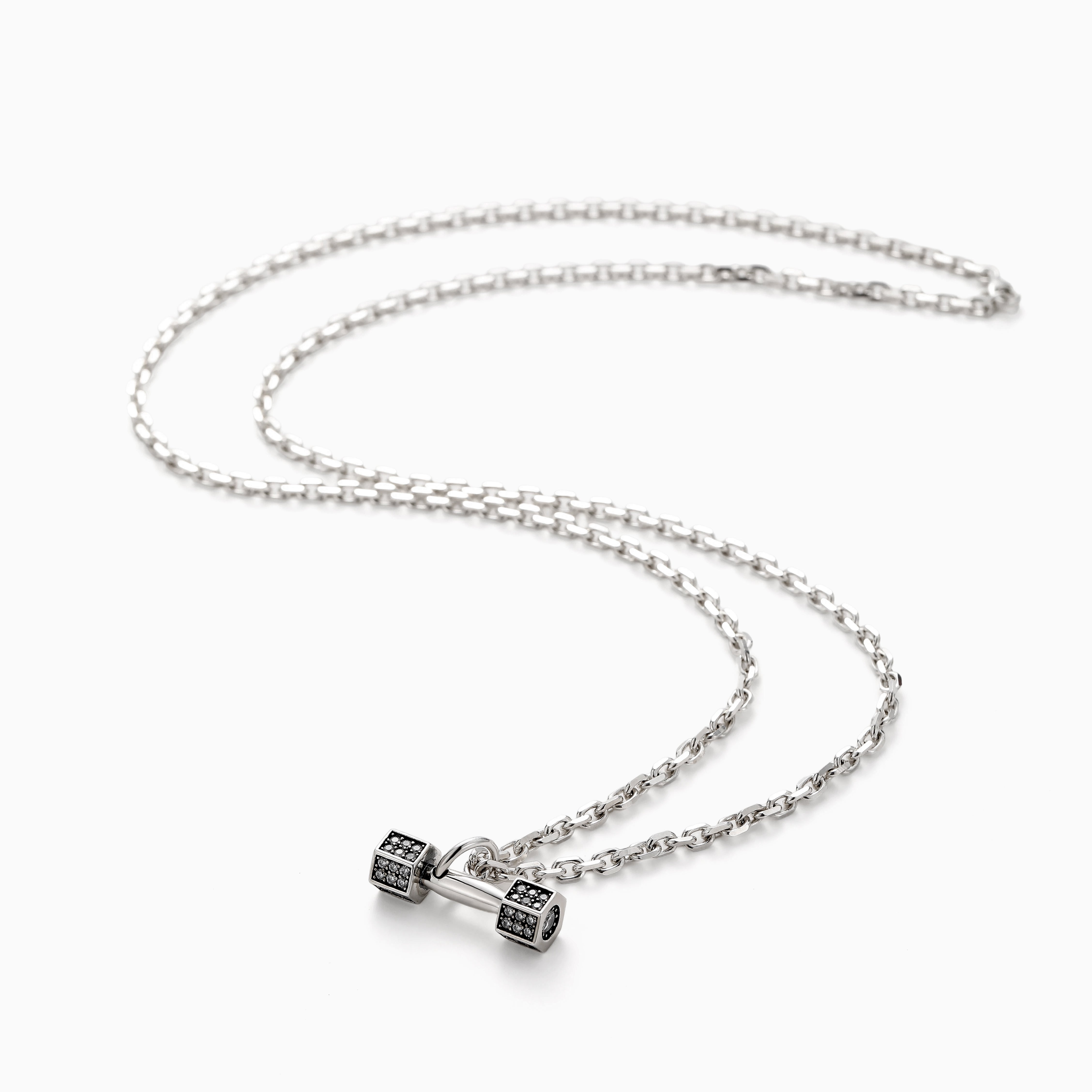 SOPHISTICATED TOUGHNESS S925 SILVER DUMBBELL PENDANT NECKLACE
