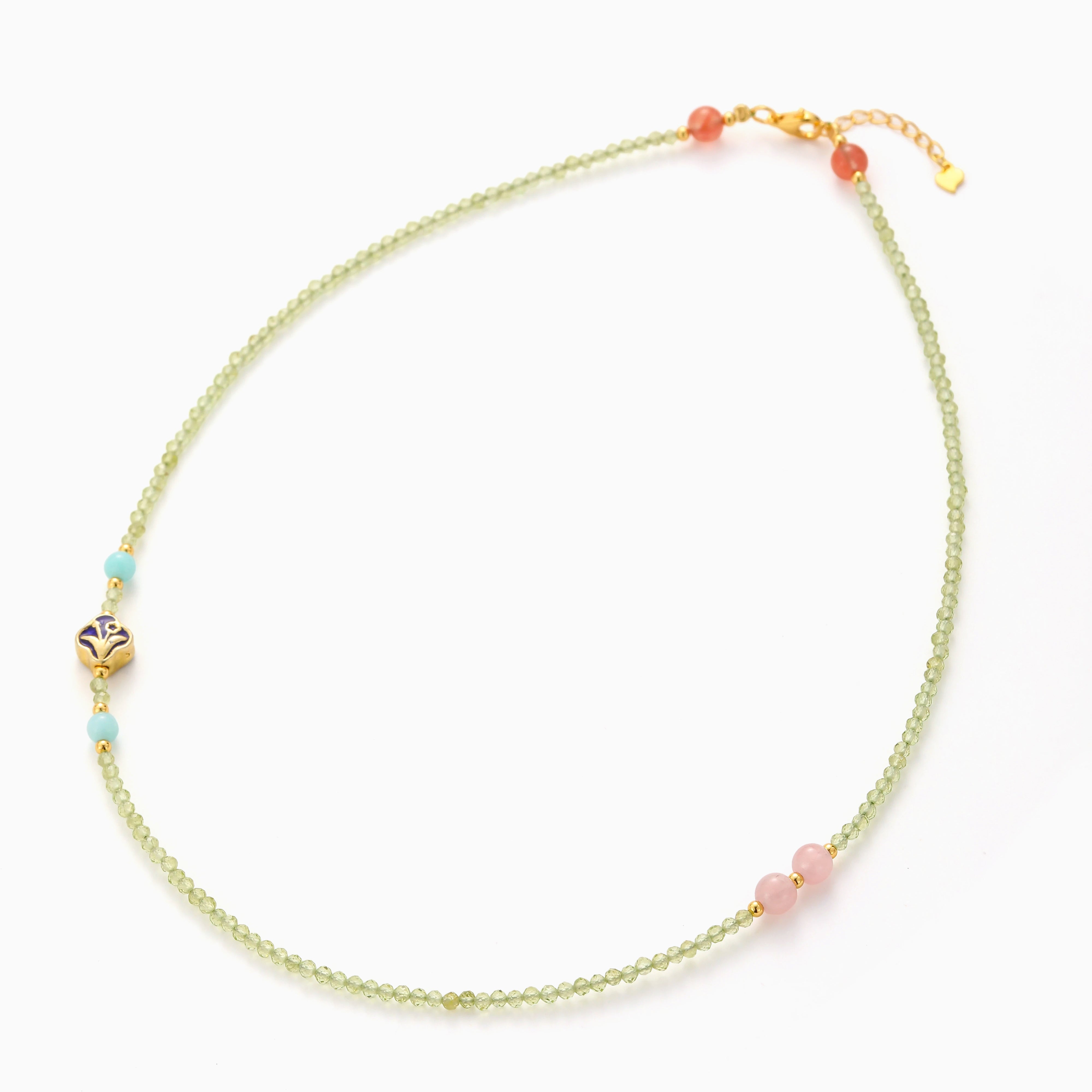 PERIDOT AND MULTI GEMSTONE BEADED NECKLACE
