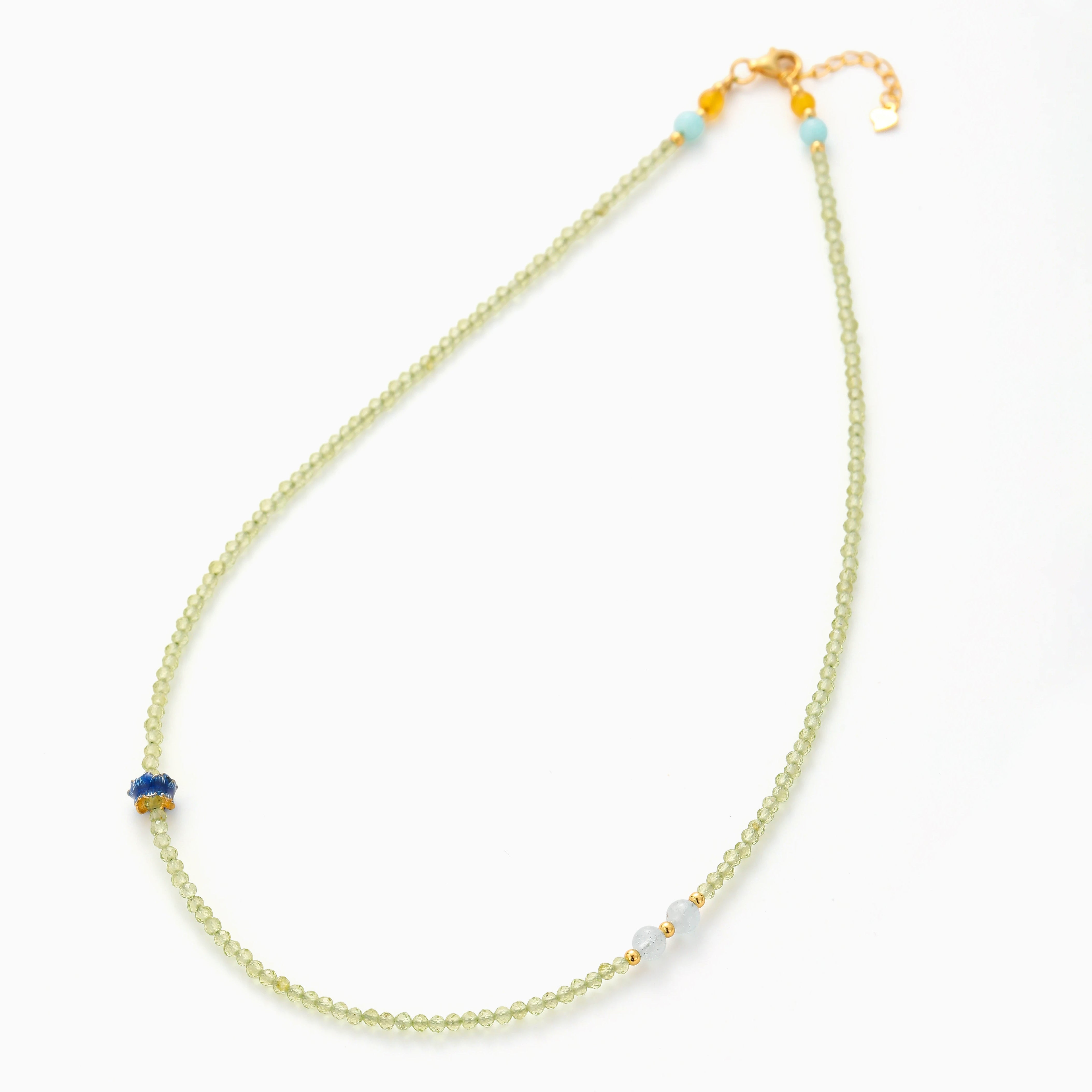 ENAMEL LOTUS PERIDOT FIRST LAYER NECKLACE