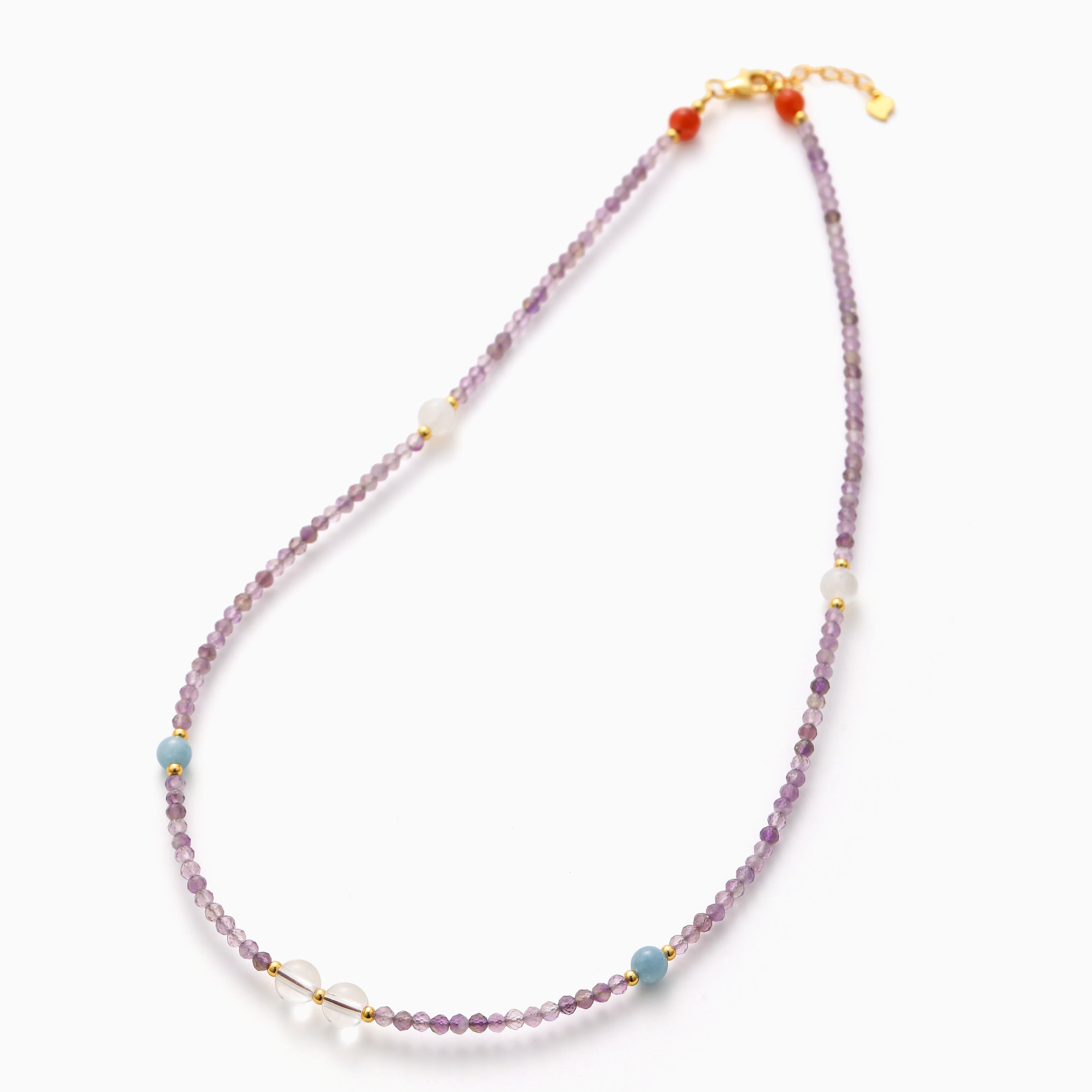 FACETED AMETHYST GEMSTONE NECKLACE FOR FIRST LAYER STYLING