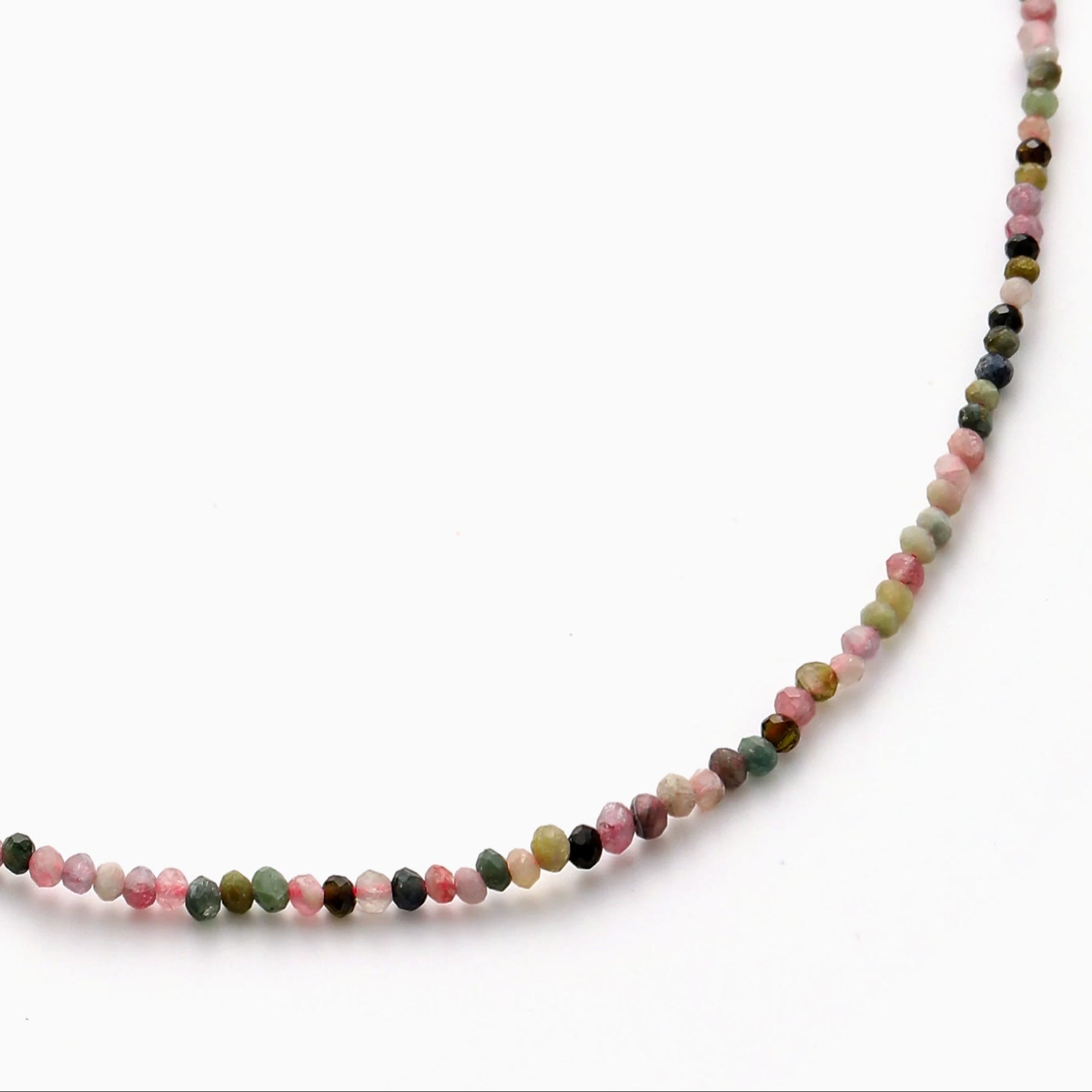 WATERMELON TOURMALINE RAINBOW BEAD NECKLACE