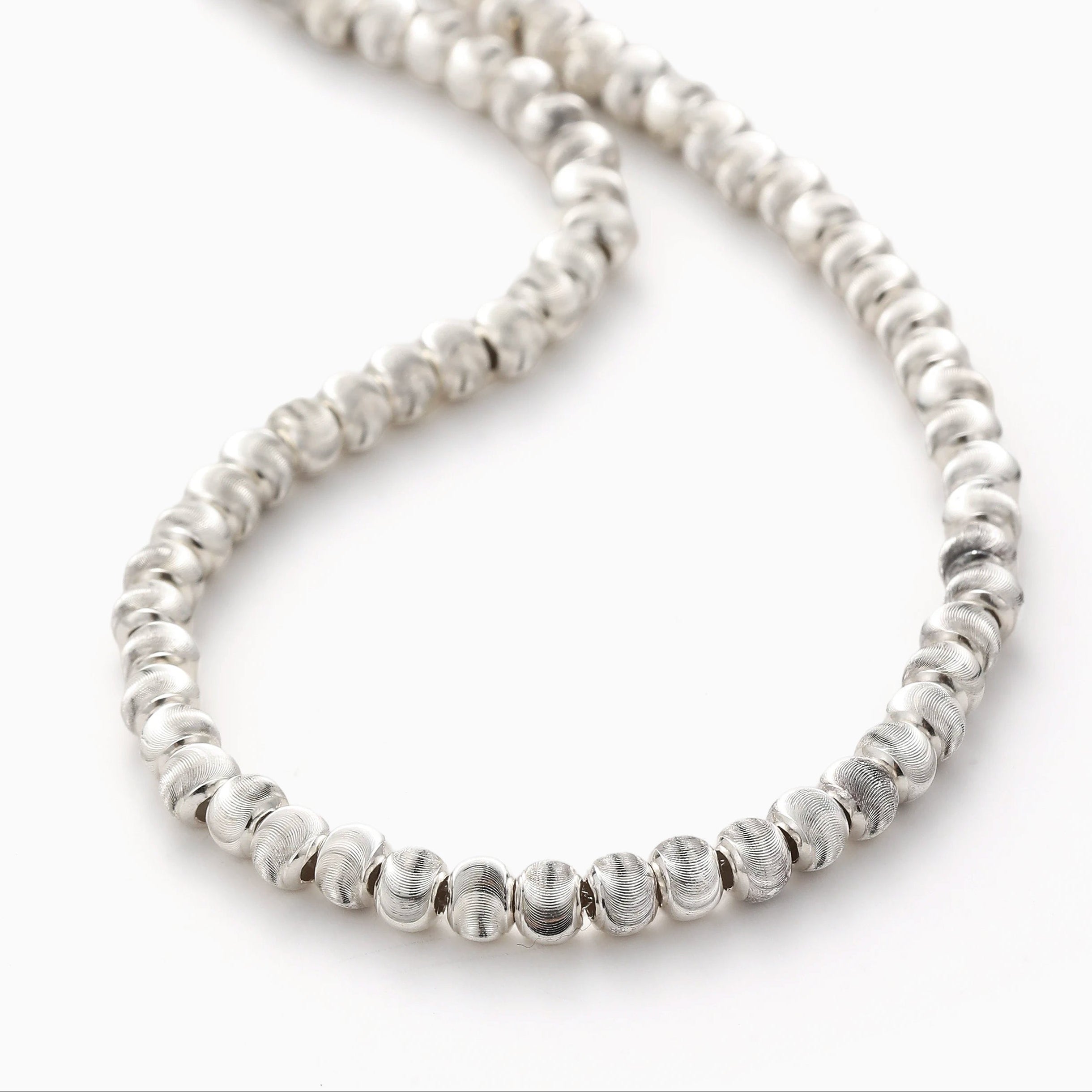 SWIRL SILVER BEAD NECKLACE
