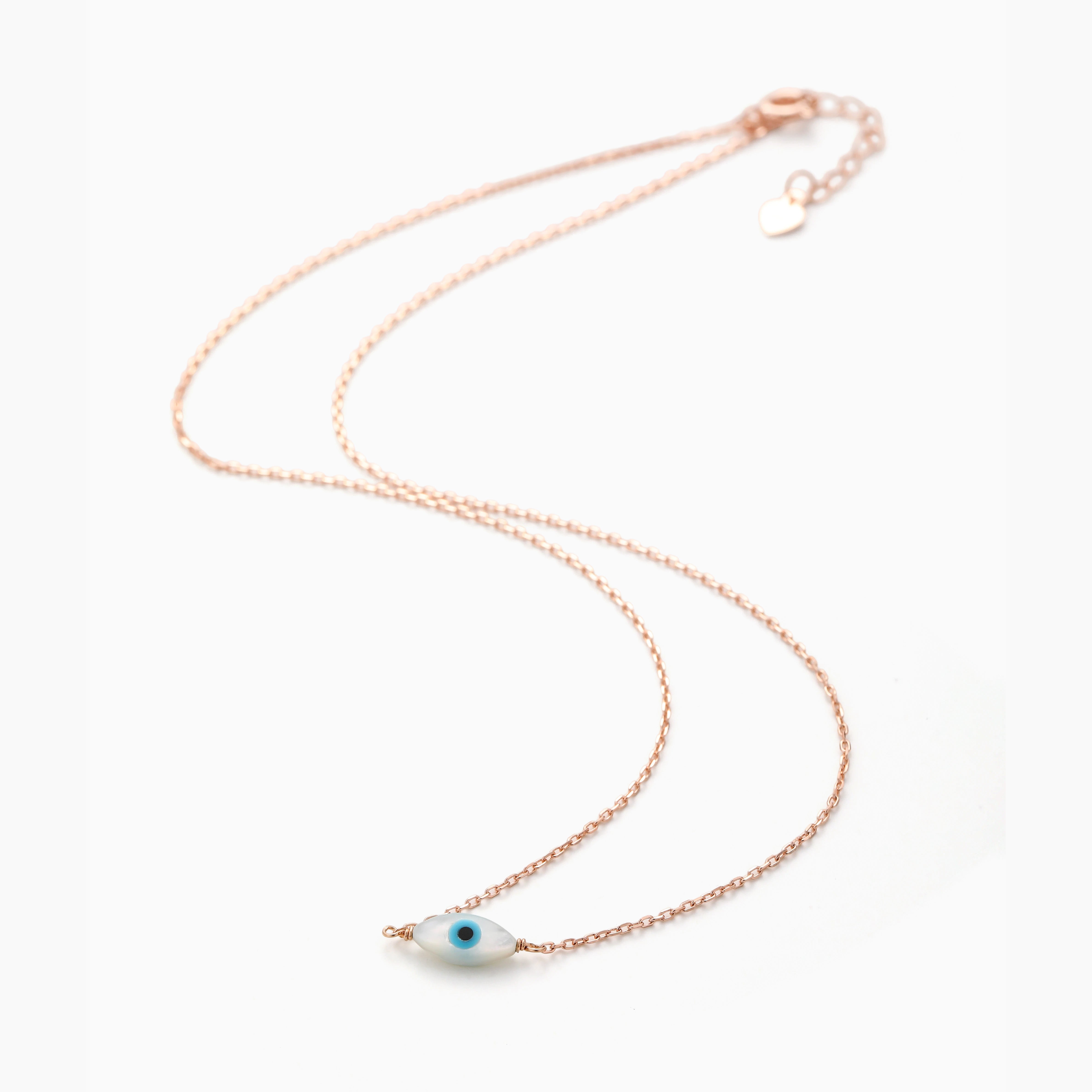 PEARLESCENT EVIL EYE ROSE GOLD CHARM CHAIN