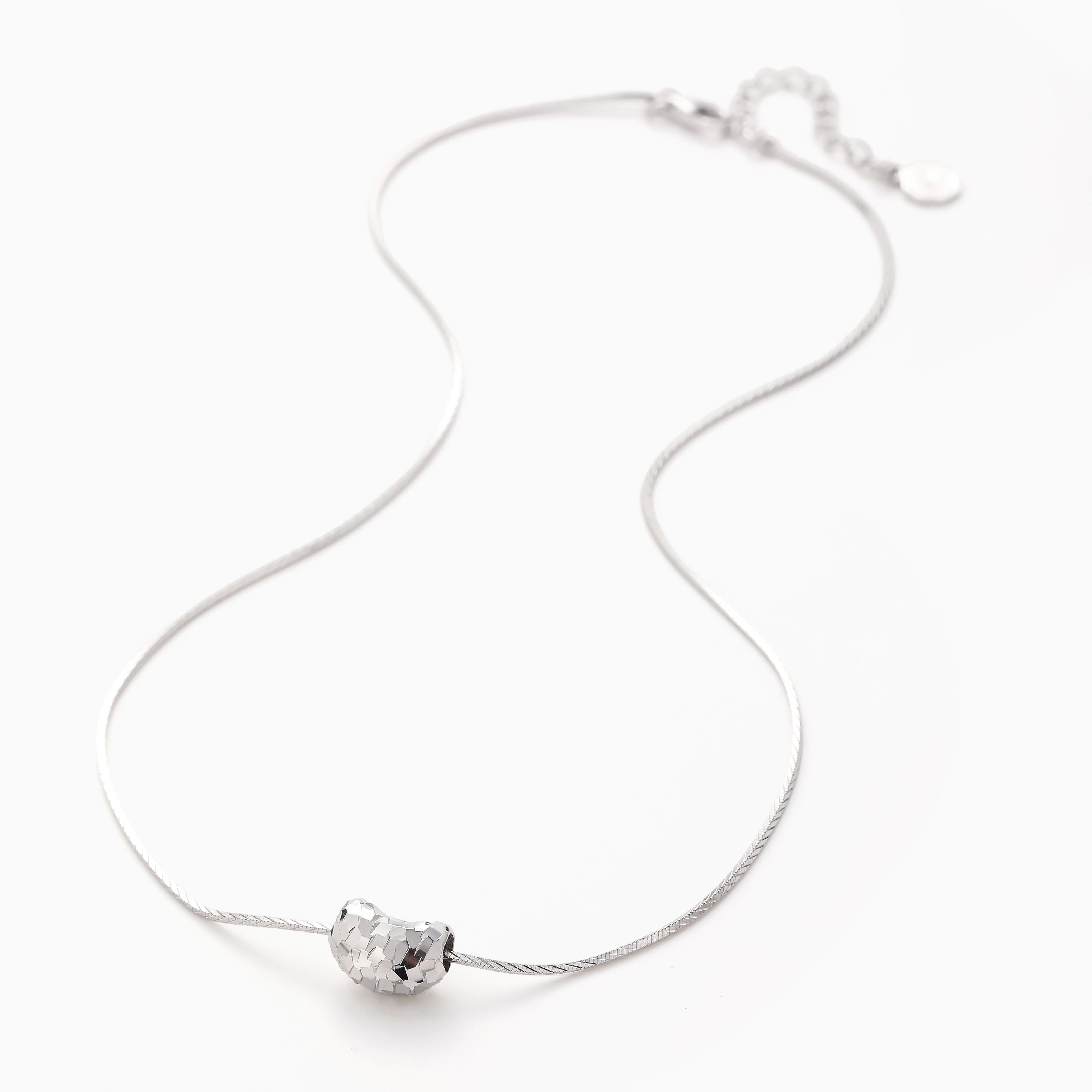 FORM STUDY LASER CUT BEAN PENDANT NECKLACE WITH HIGH REFLECTIVE SHINE