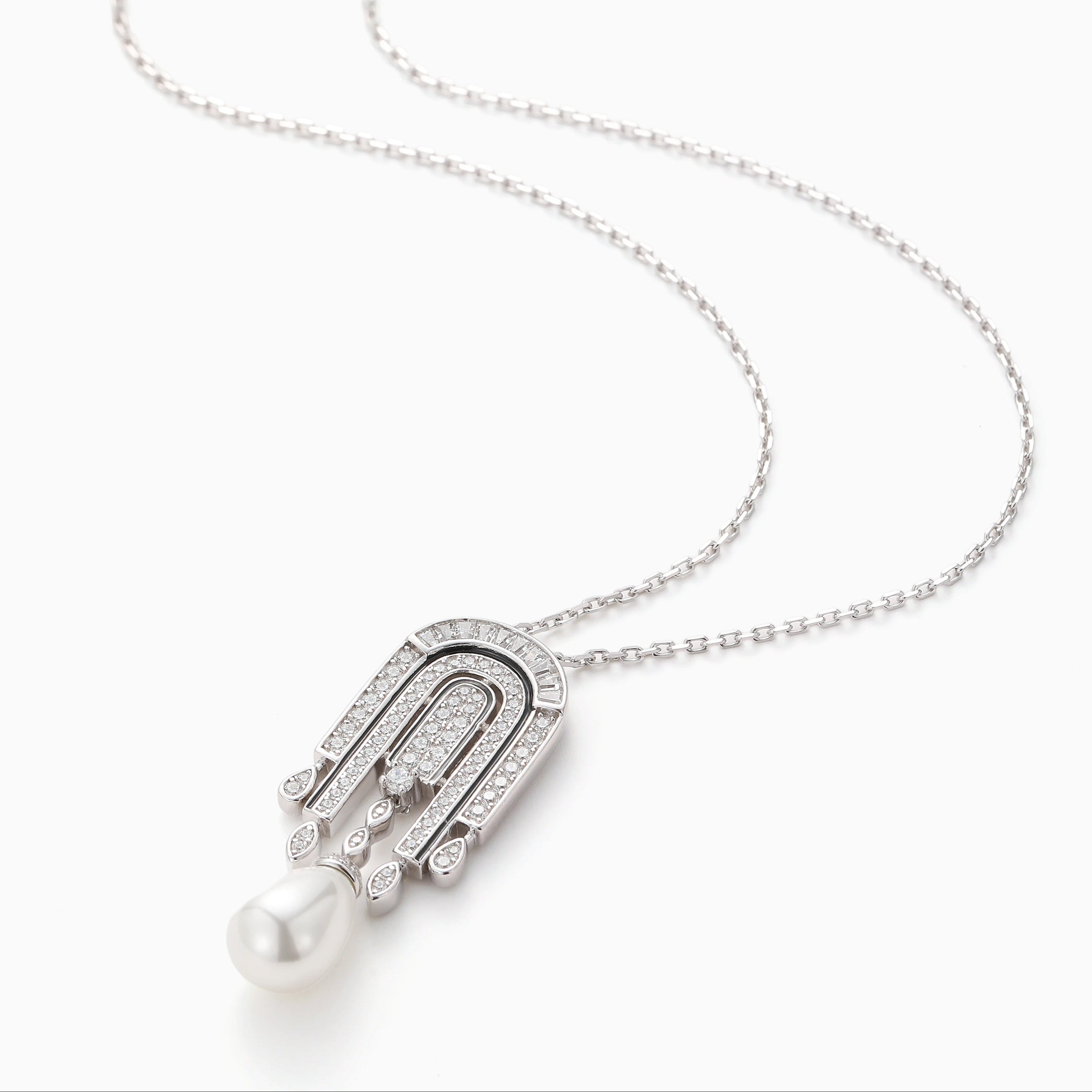 ART DECO PEARL AND CZ ACCENTS SHINE IN STERLING SILVER