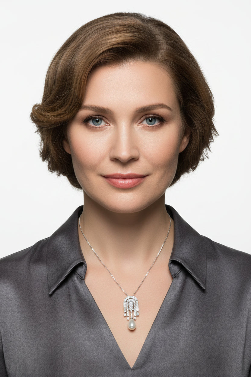 ART DECO PEARL AND CZ ACCENTS SHINE IN STERLING SILVER