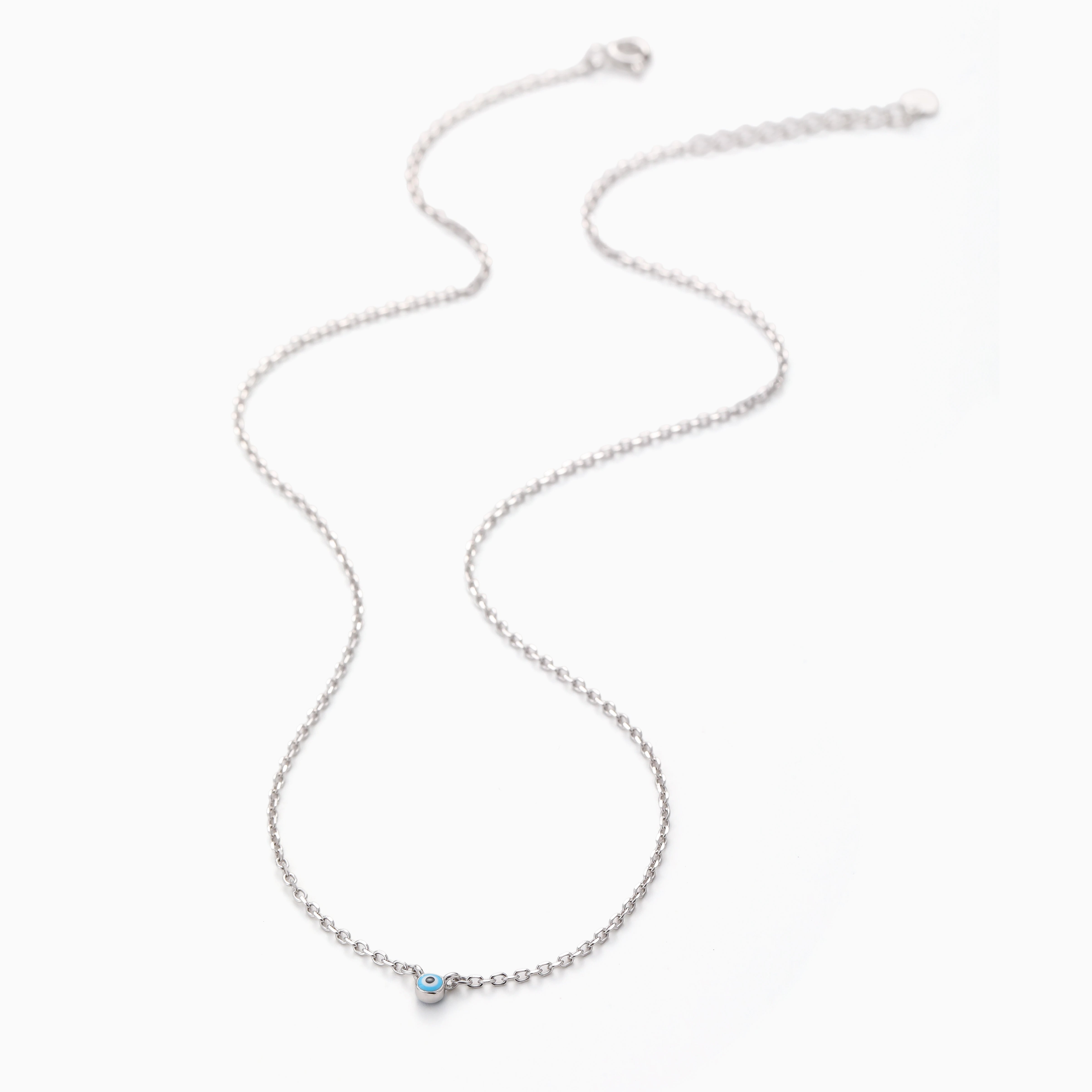 TURQUOISE EVIL EYE NECKLACE S925 STERLING SILVER LAYERING