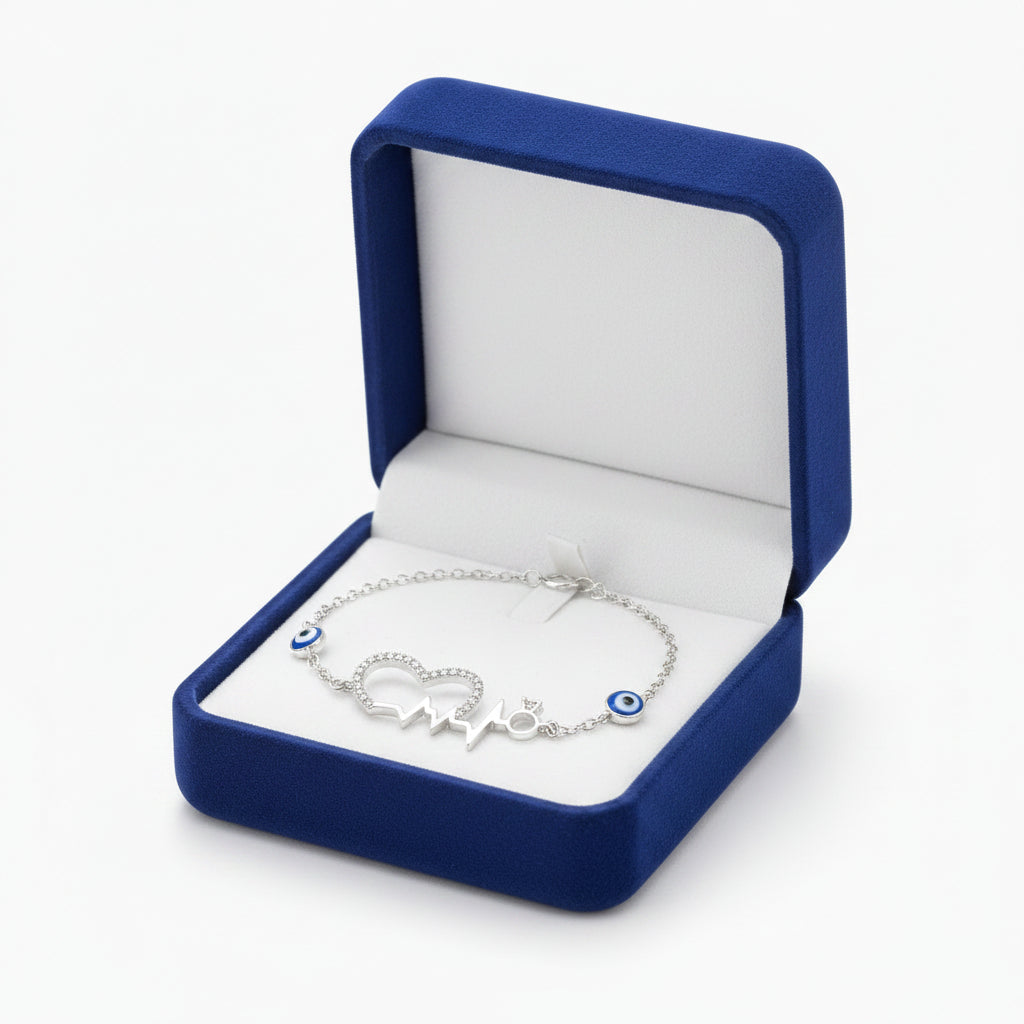 THROBBING HEARTBEAT EVIL EYE S925 BRACELET