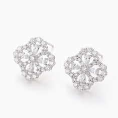 DELICATE OPENWORK FLOWER MOISSANITE STUDS