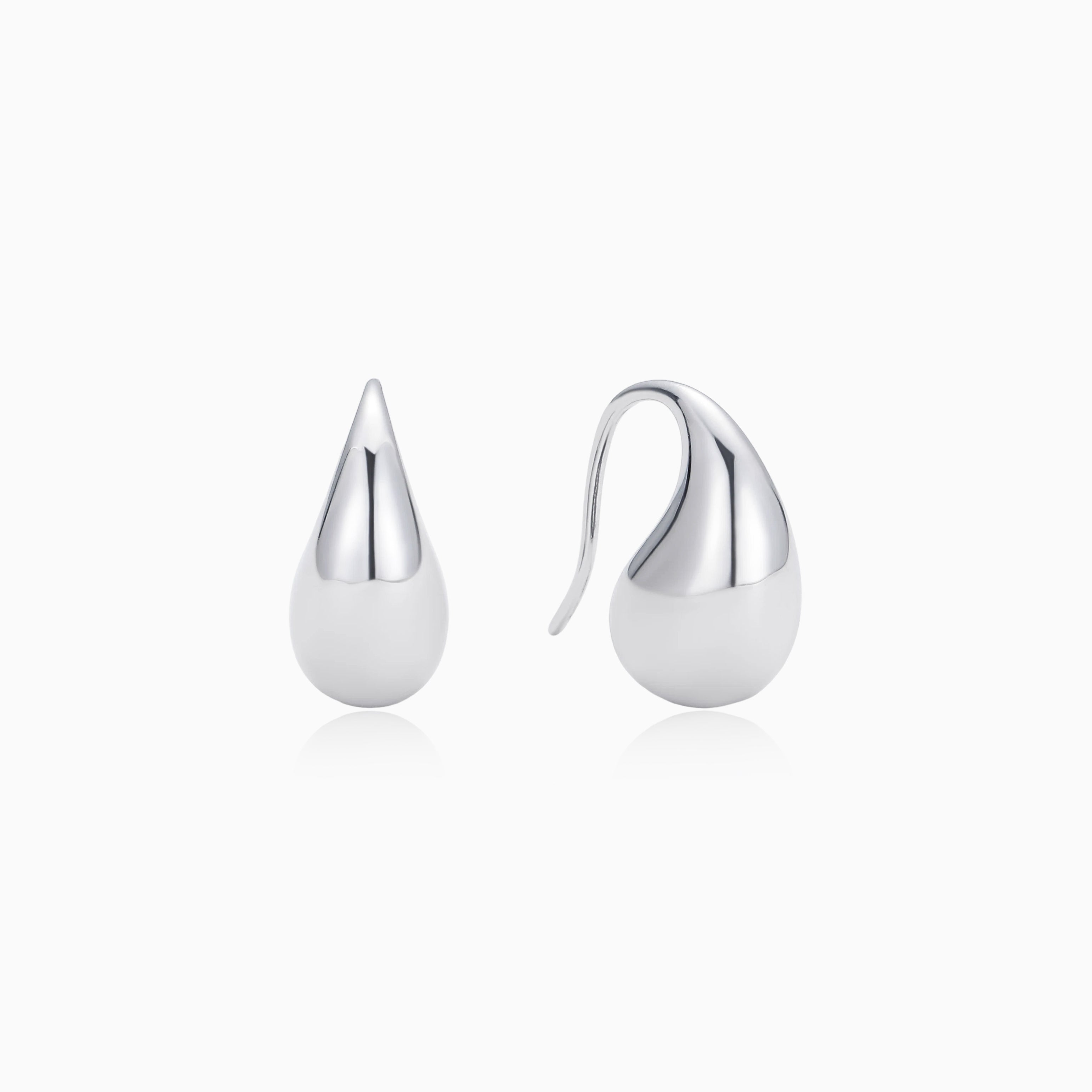 MIRROR SURFACE STERLING SILVER DIMENSIONAL TEARDROP EARRINGS