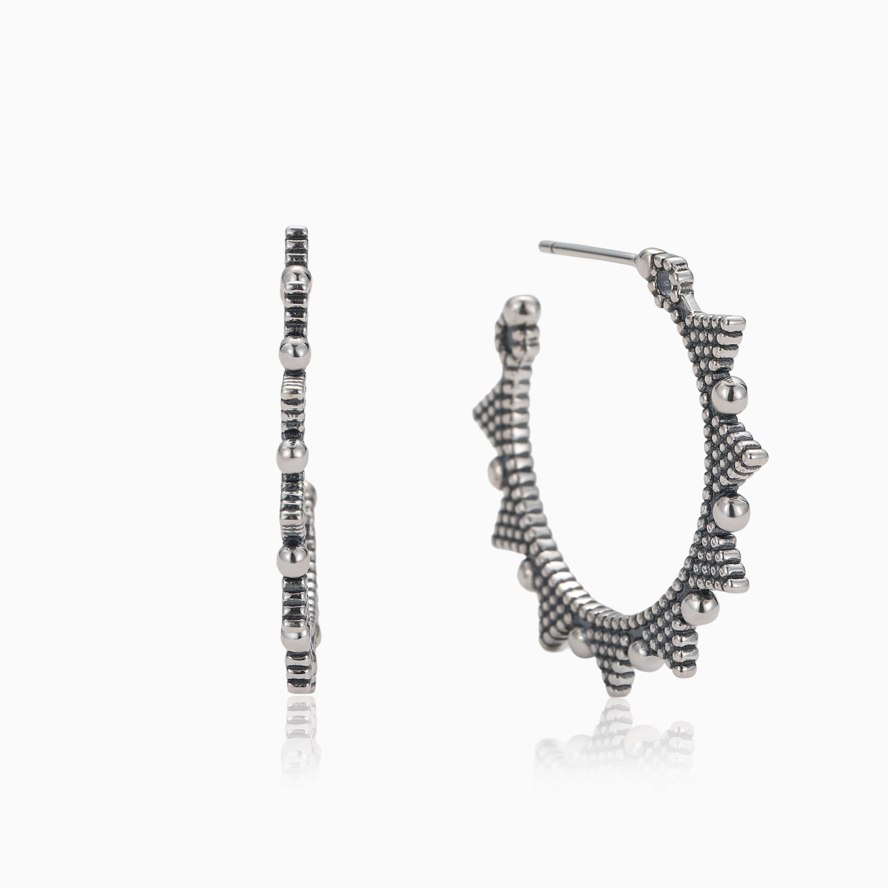 CLASSIC SOUTH ASIAN OXIDIZED SILVER HOOPS FEMININE POWER