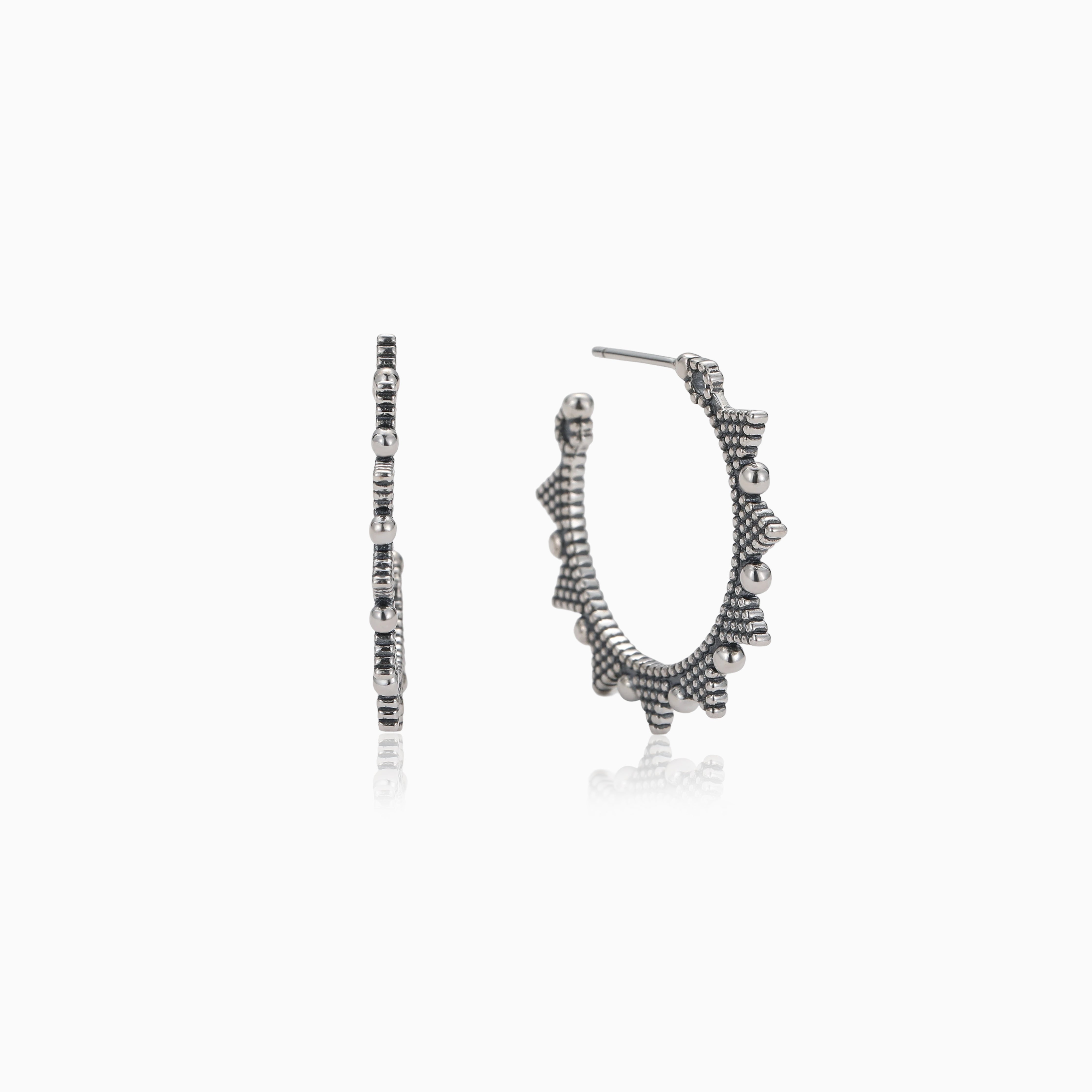 CLASSIC SOUTH ASIAN OXIDIZED SILVER HOOPS FEMININE POWER