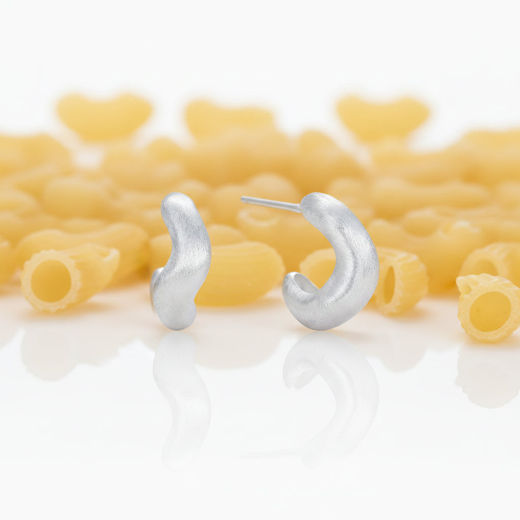 FORM STUDY BRUSHED SWAGGY MACARONI HOOP EARRINGS