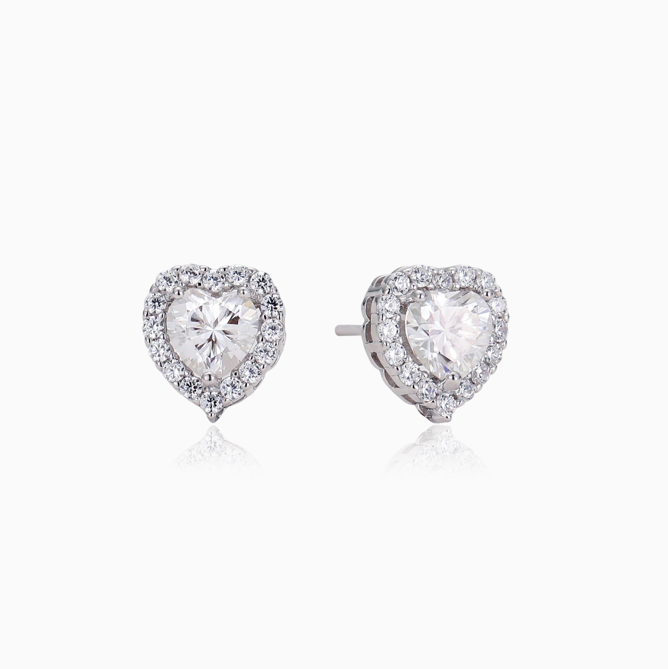 MON COEUR HEART MOISSANITE HALO EARRINGS S925 STERLING SILVER