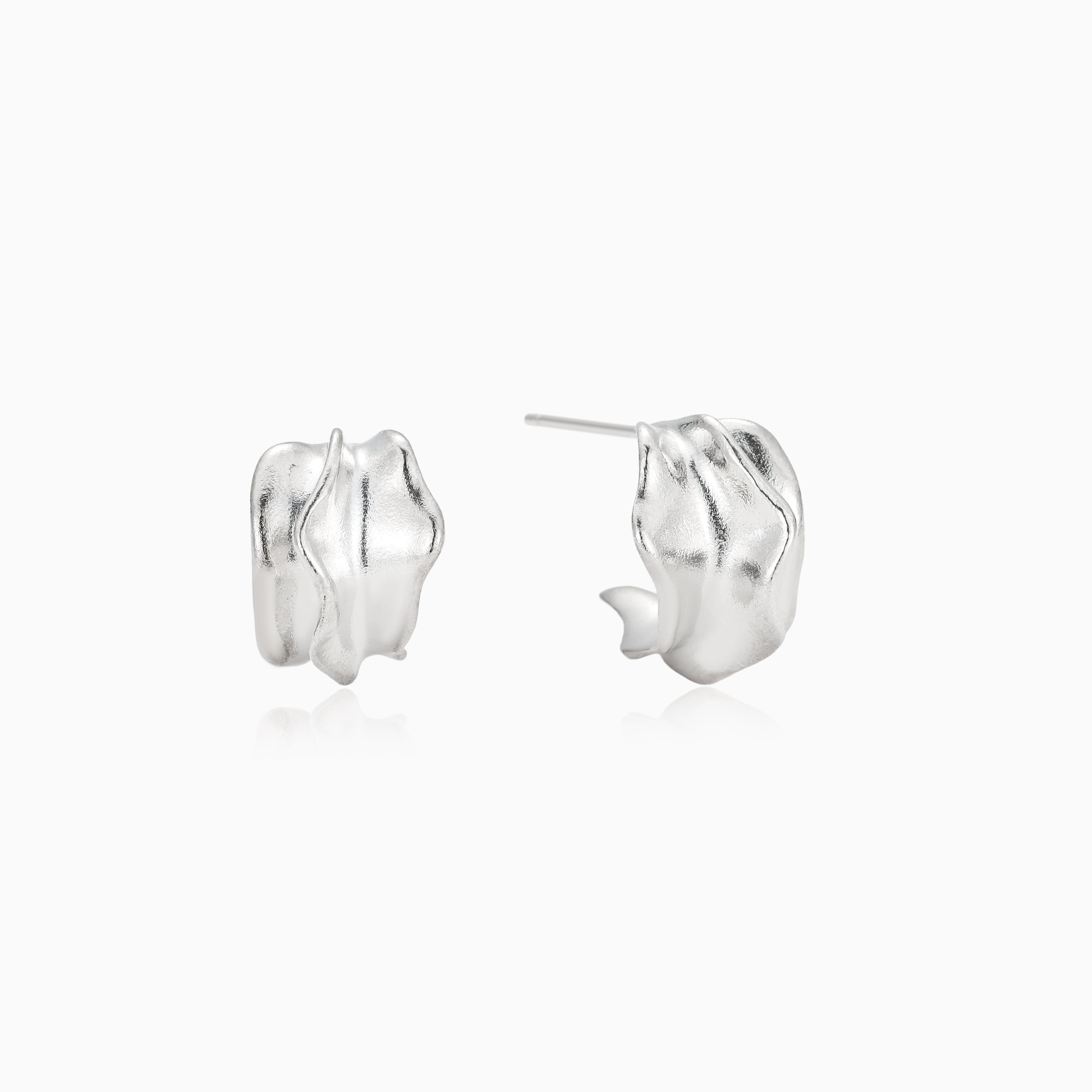 THE WAVE ORGANIC TEXTURED STERLING SILVER EARRINGS