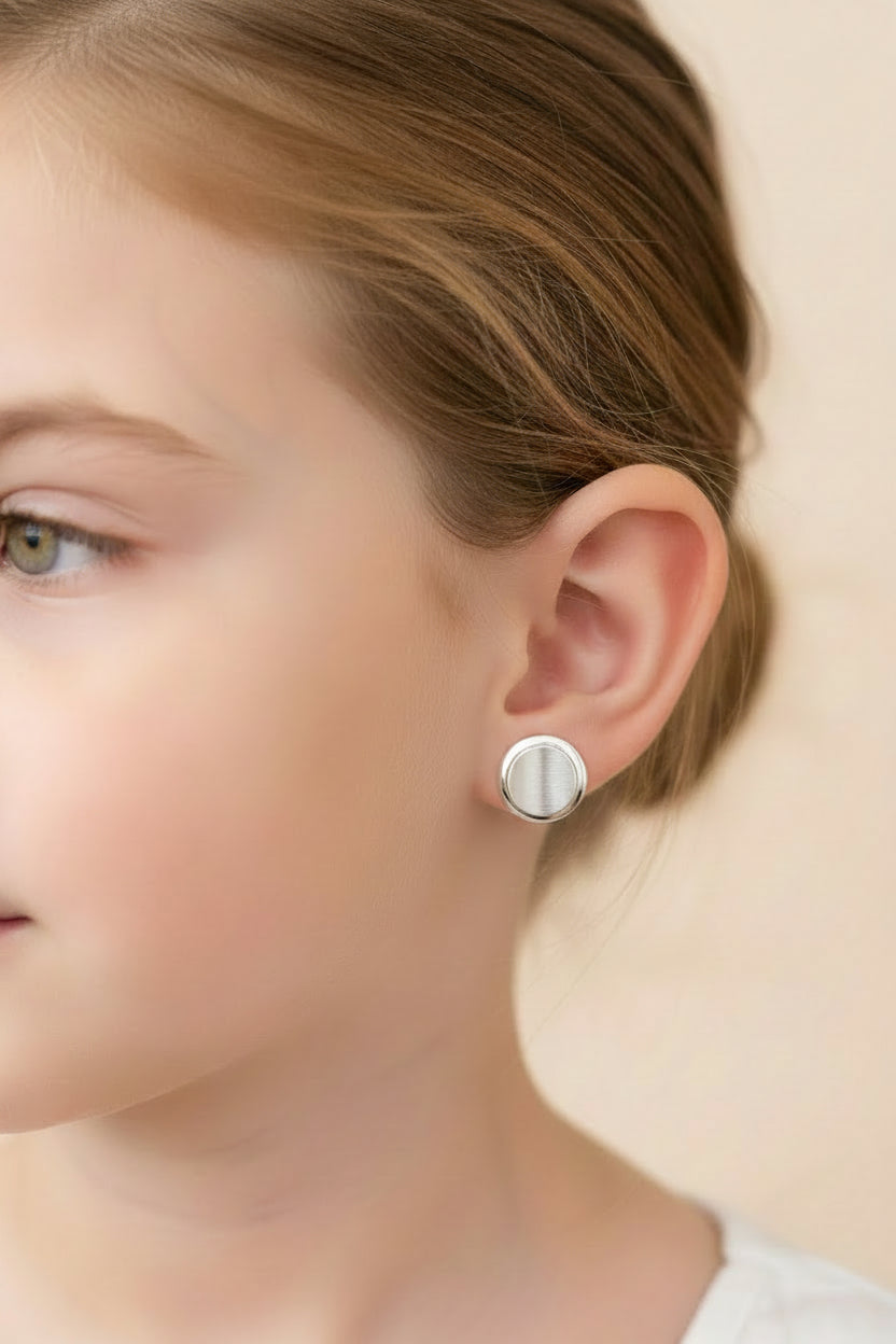 SILVER HALO LIFTED CENTER STUD EARRINGS S925