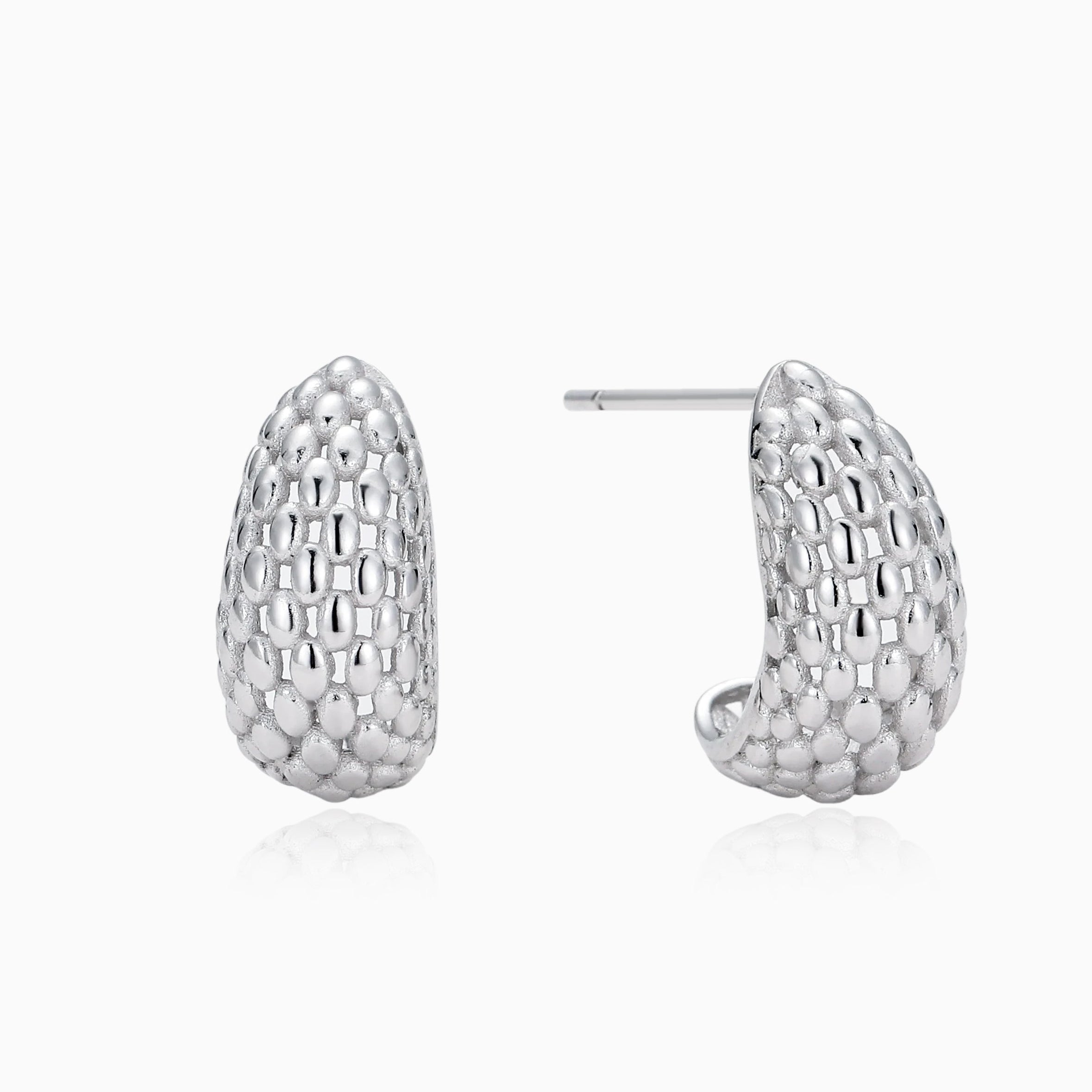 STONECARVE STUDS BEADED STERLING SILVER