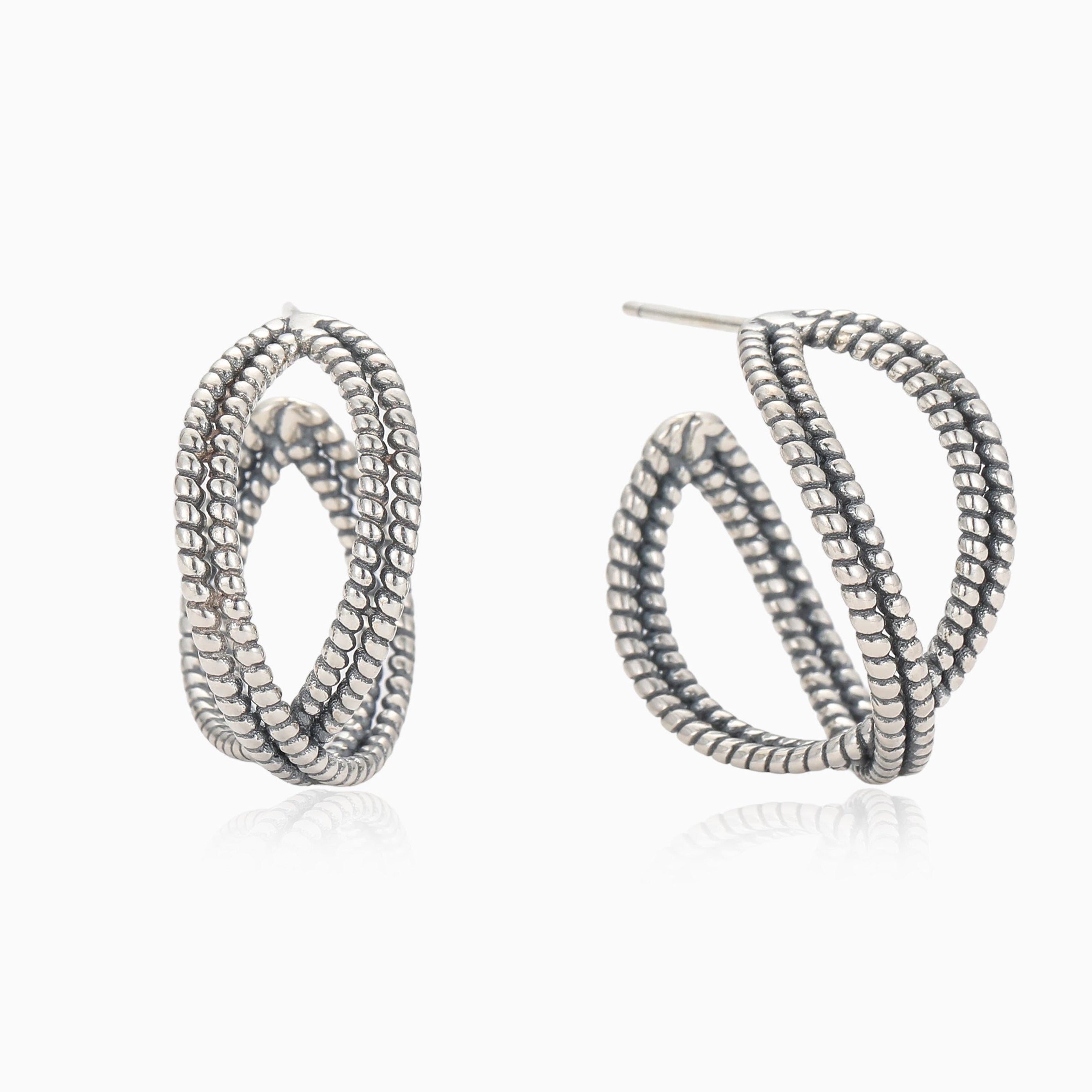 VOLUME WITHOUT THE WEIGHT 3D ANTIQUE FINISH ETERNITY HOOP EARRINGS