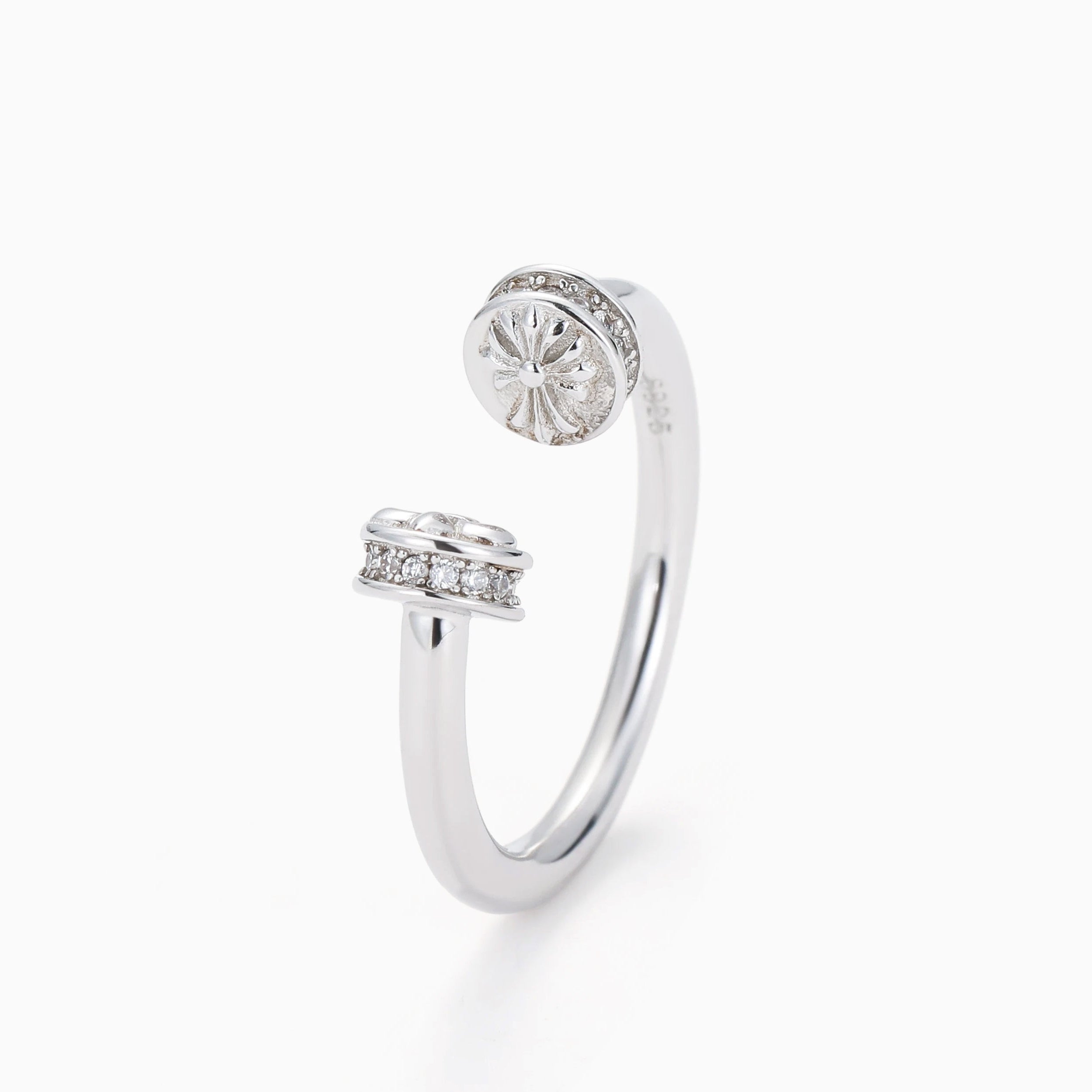 HIGH POLISH NAIL HEAD OPEN RING STERLING SILVER