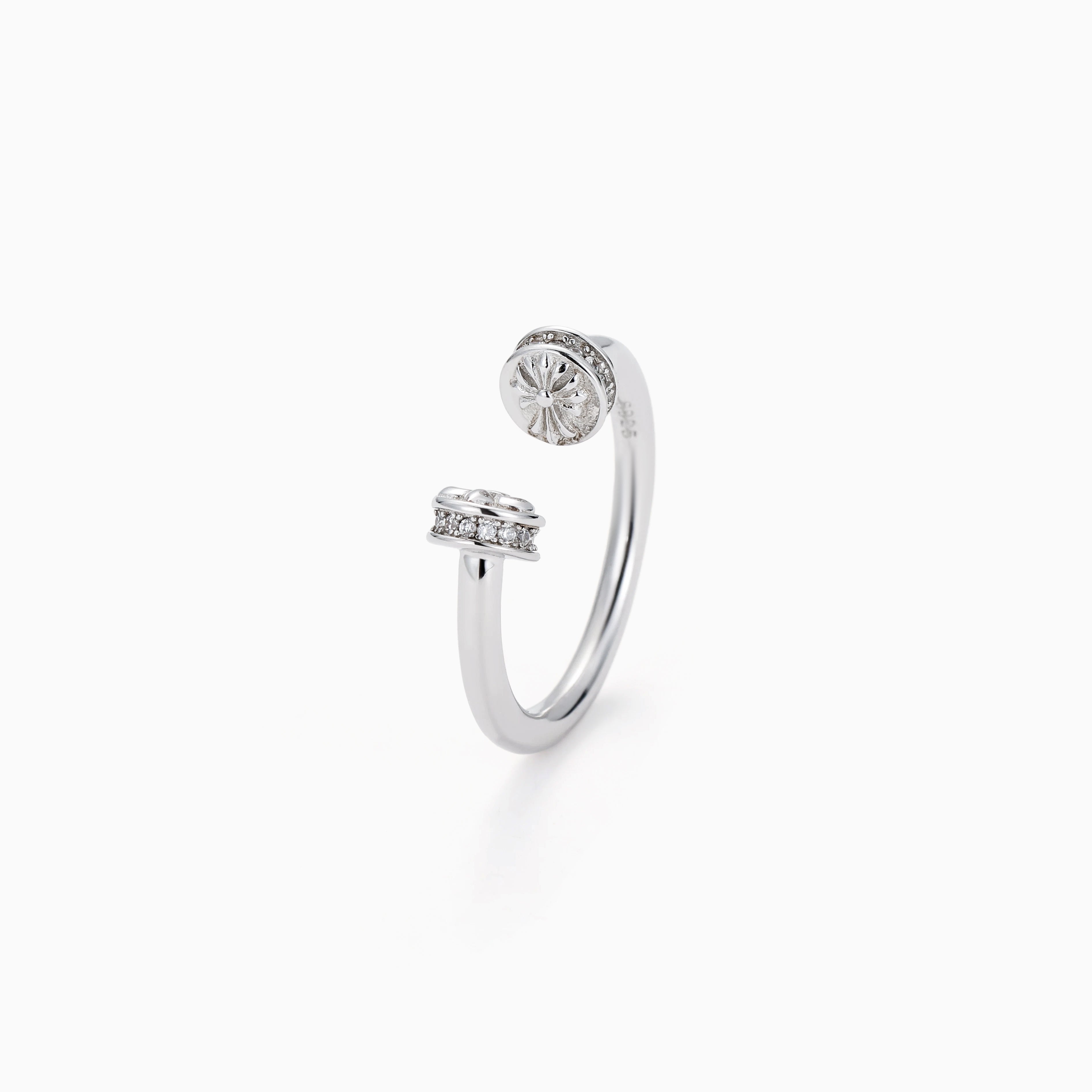 HIGH POLISH NAIL HEAD OPEN RING STERLING SILVER