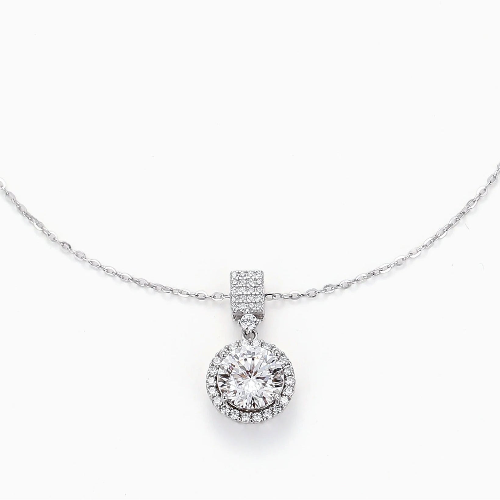 CLASSIC SOLITAIRE MOISSANITE PENDANT WITH PAVÉ BAIL