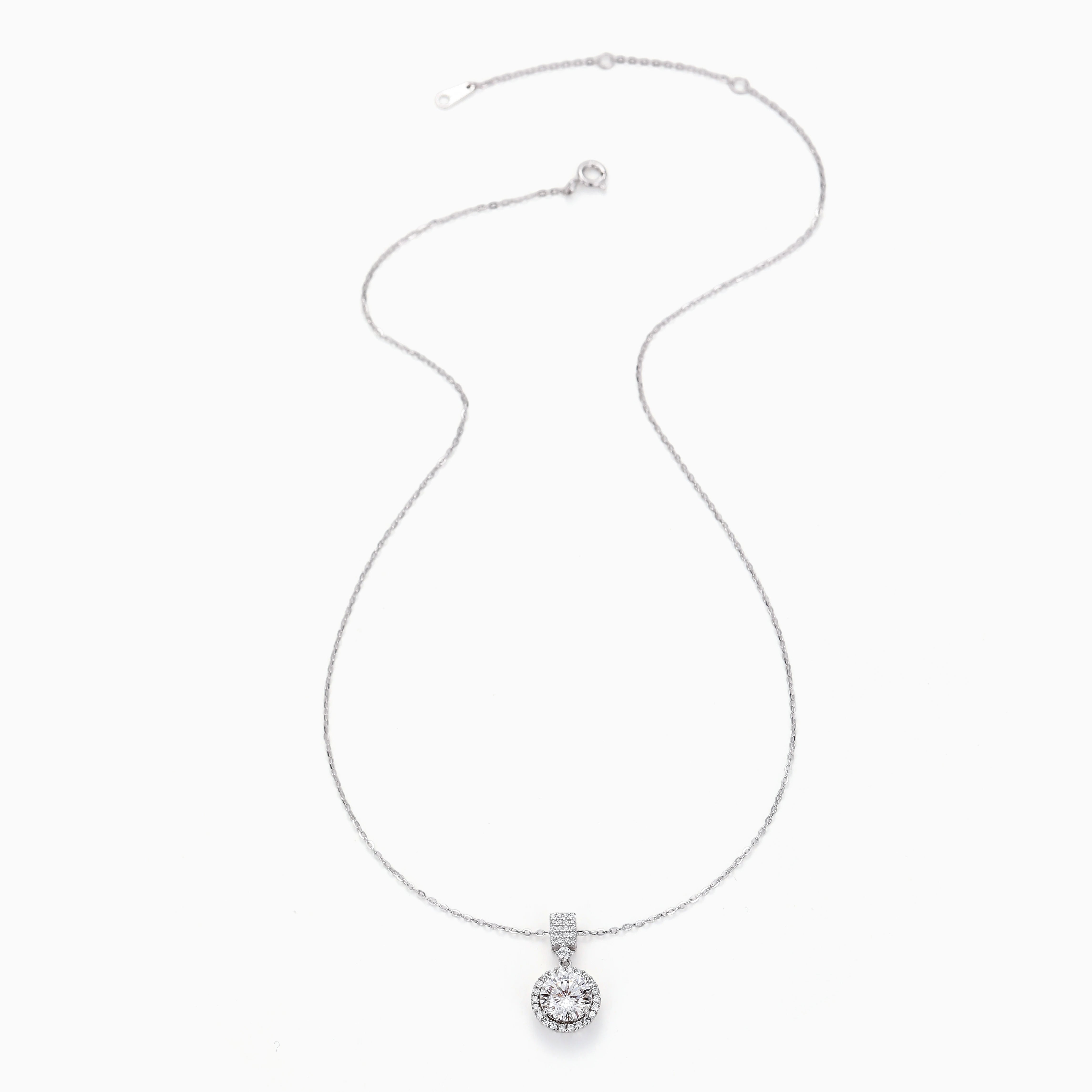 CLASSIC SOLITAIRE MOISSANITE PENDANT WITH PAVÉ BAIL