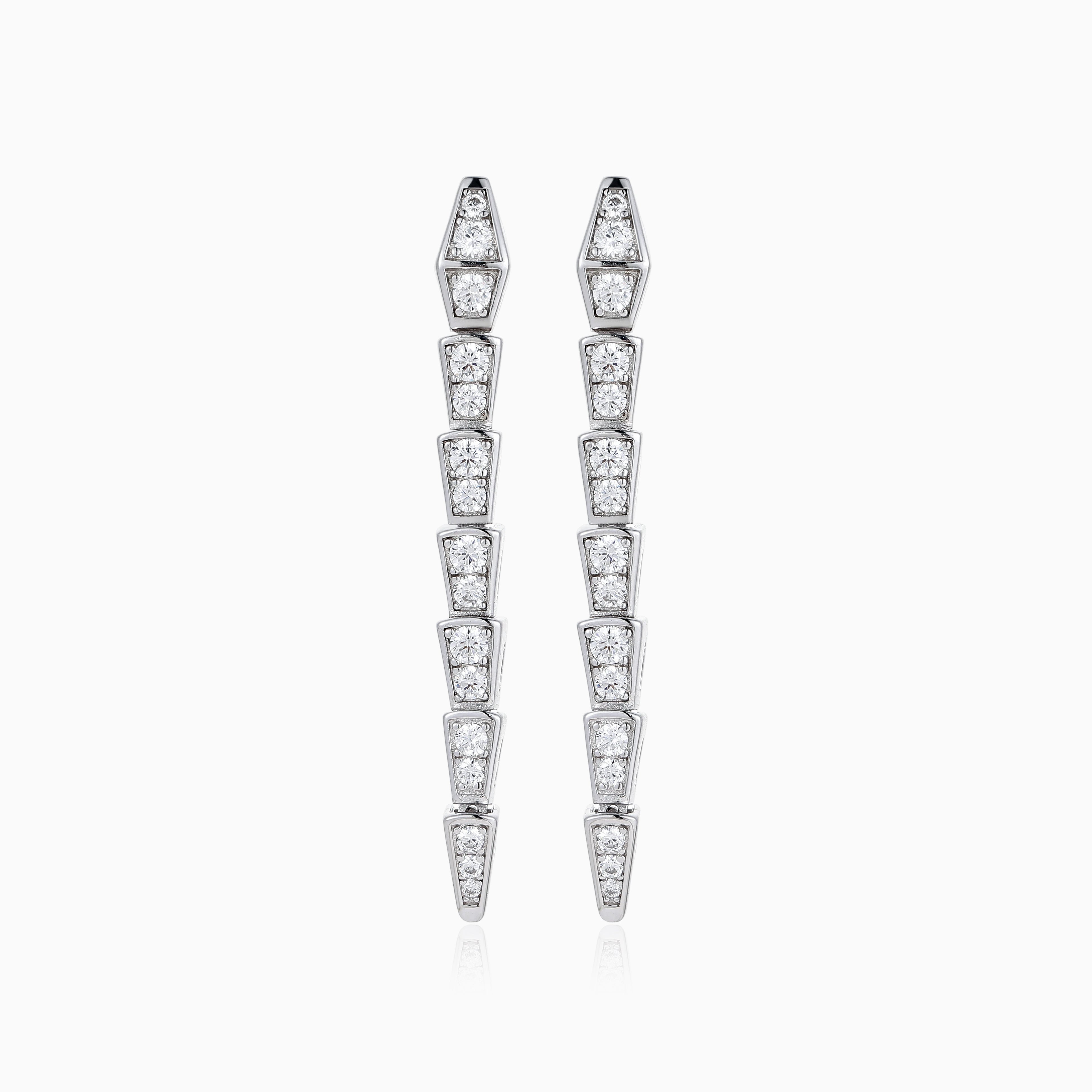 SNAKE BONE STUD EARRINGS WITH PAVÉ CZ SPARKLE