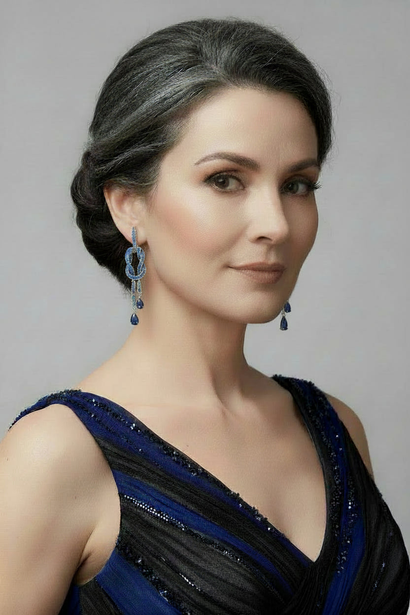 KASHMIR SAPPHIRE CZ INFINITY DROP EARRINGS