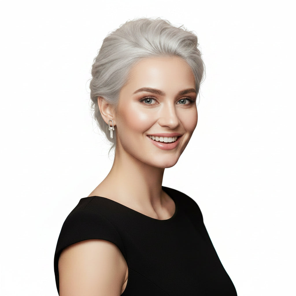 PAVÉ CUBIC ZIRCONIA PAPERCLIP DROP EARRINGS