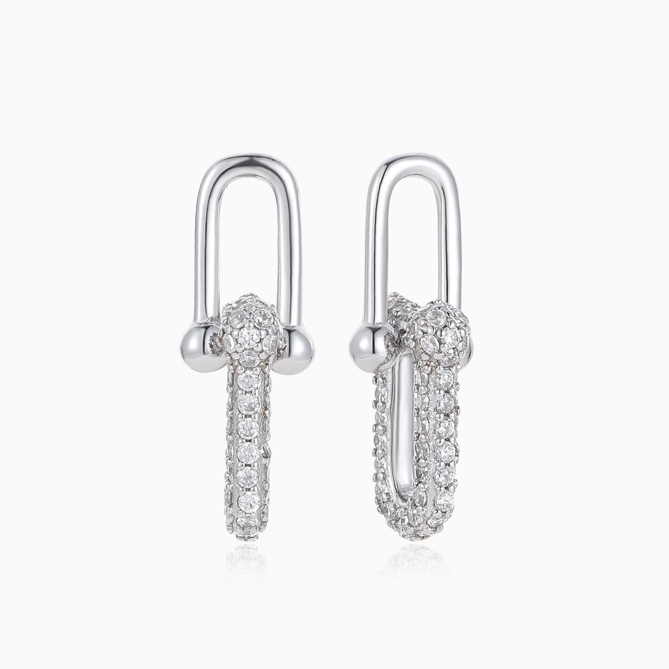 PAVÉ CUBIC ZIRCONIA PAPERCLIP DROP EARRINGS