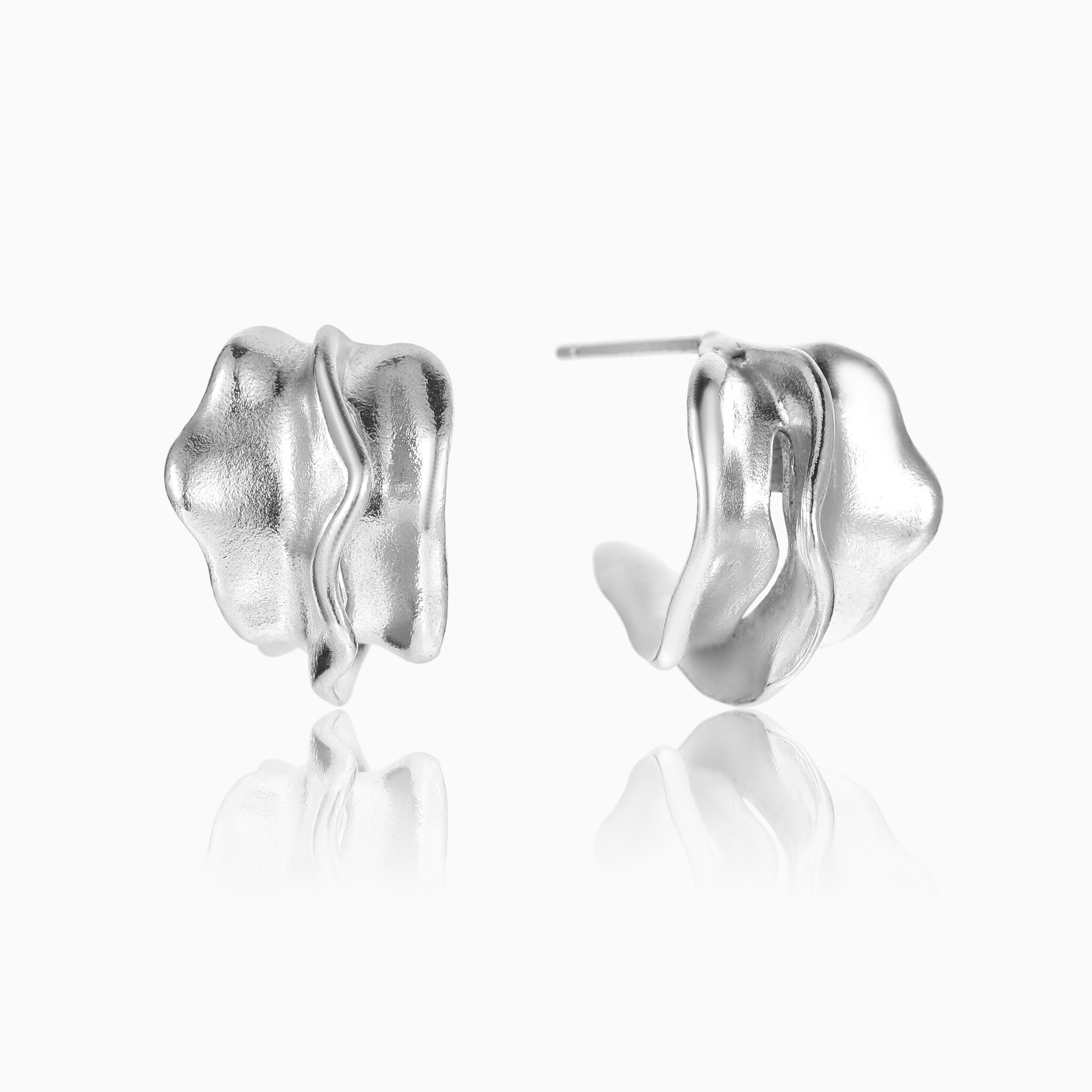 THE WAVE ORGANIC TEXTURED STERLING SILVER EARRINGS